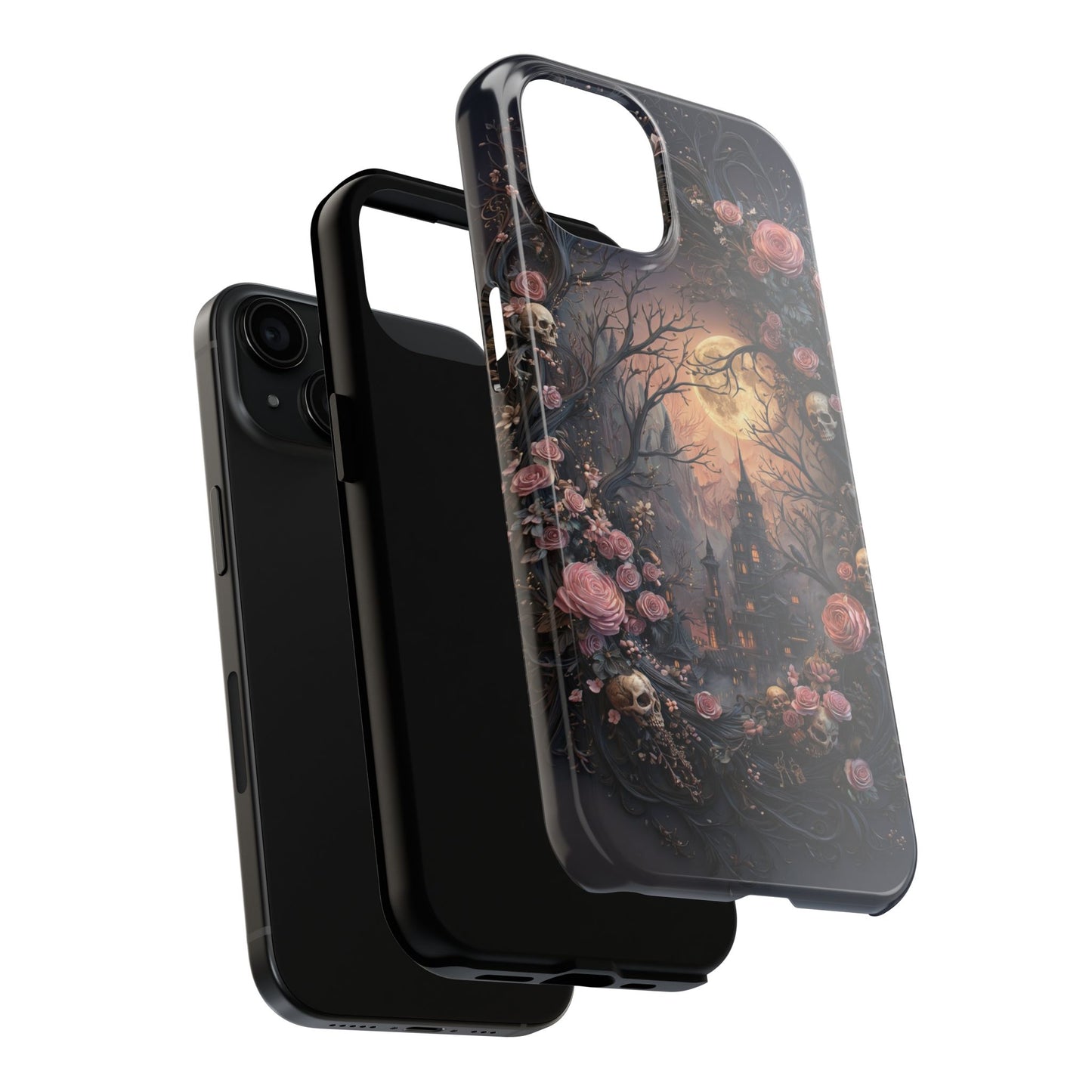 Gothic Castle Roses and Skulls Phone Case