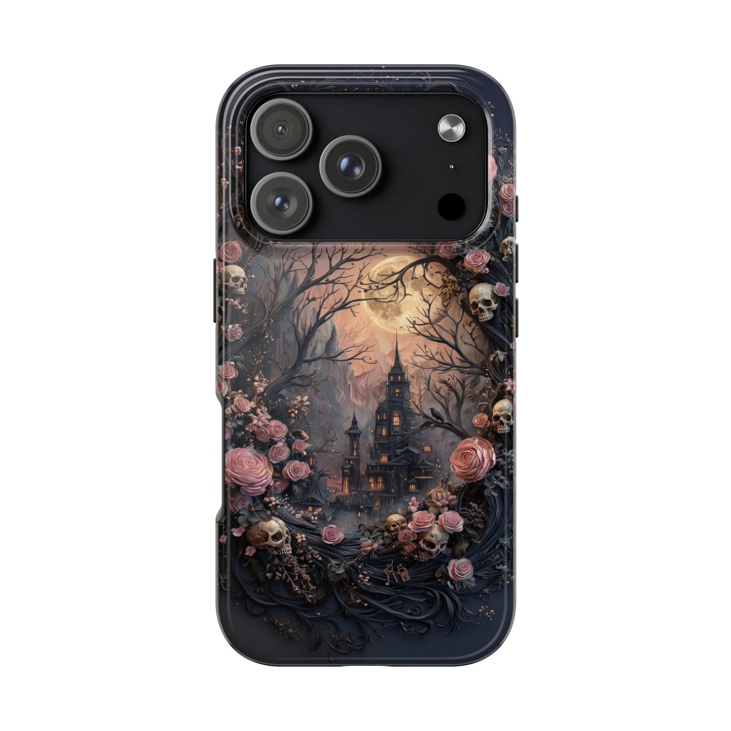 Gothic Castle Roses and Skulls Phone Case