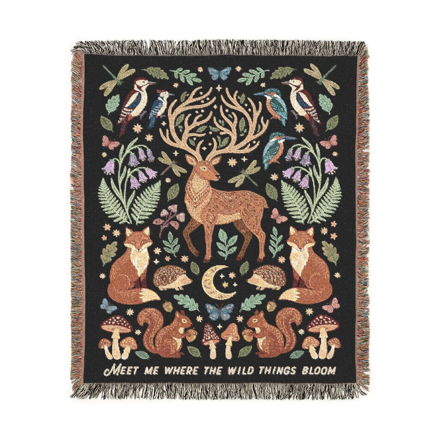 Woodland Animals Woven Blanket
