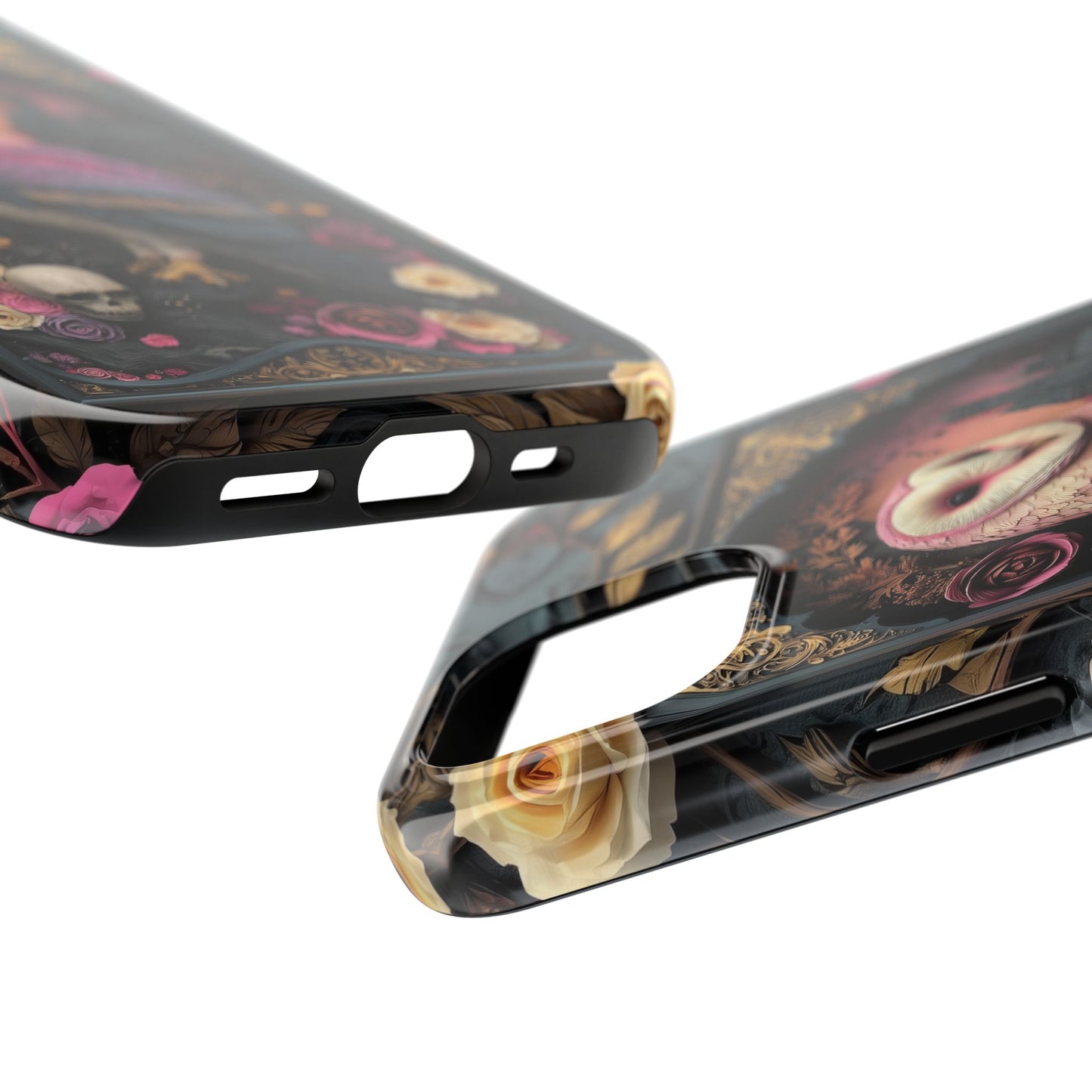 Gothic Owl Tough Phone Case - Unique Floral Design
