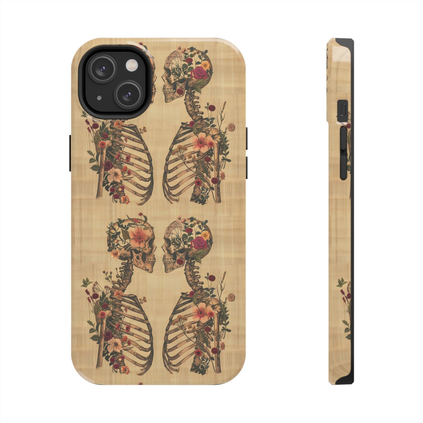 Floral Skeleton Tough Phone Cases, Unique Halloween Accessories, Stylish Gift for Graphic Lovers, Durable and Protective, Boho Chic Design