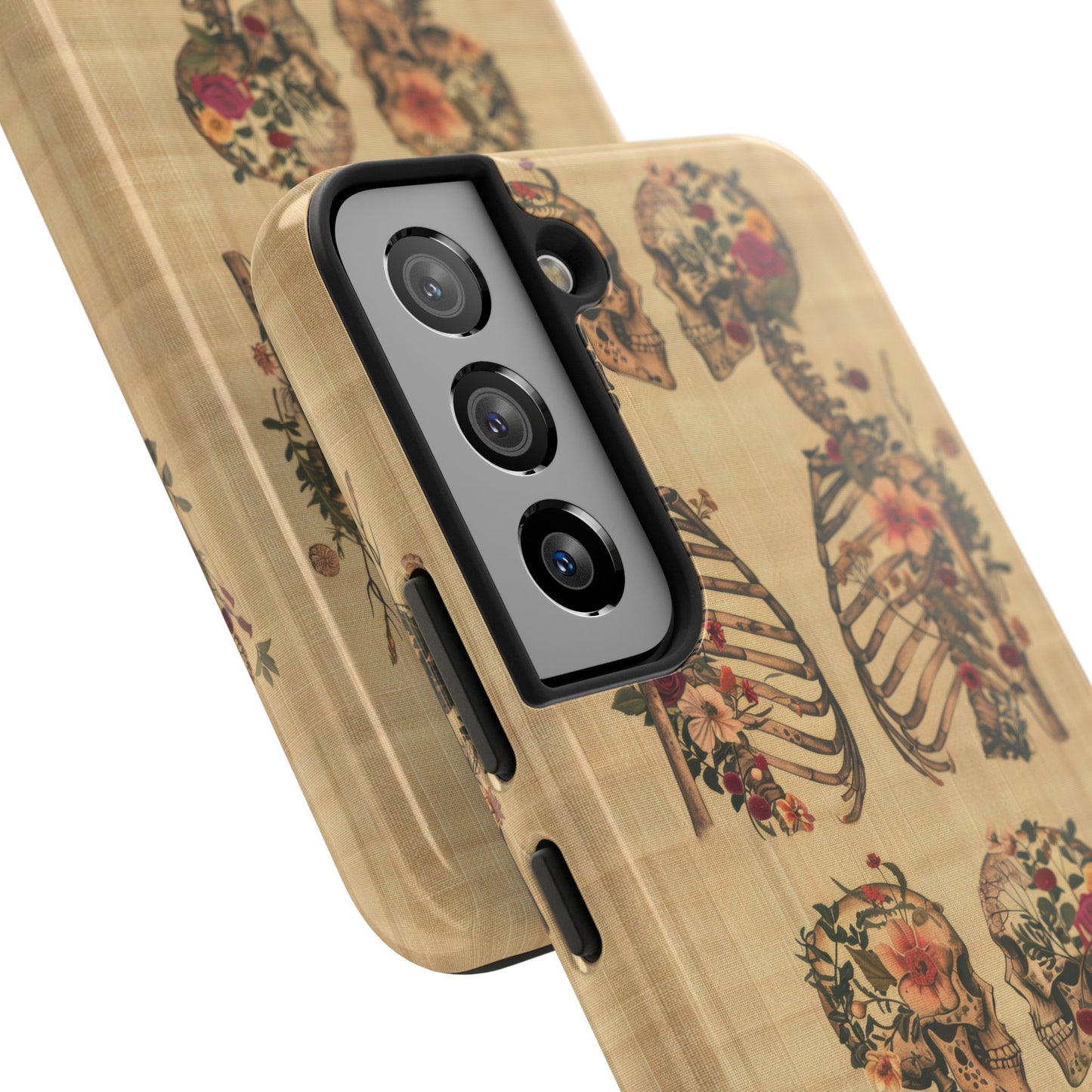 Floral Skeleton Tough Phone Cases, Unique Halloween Accessories, Stylish Gift for Graphic Lovers, Durable and Protective, Boho Chic Design