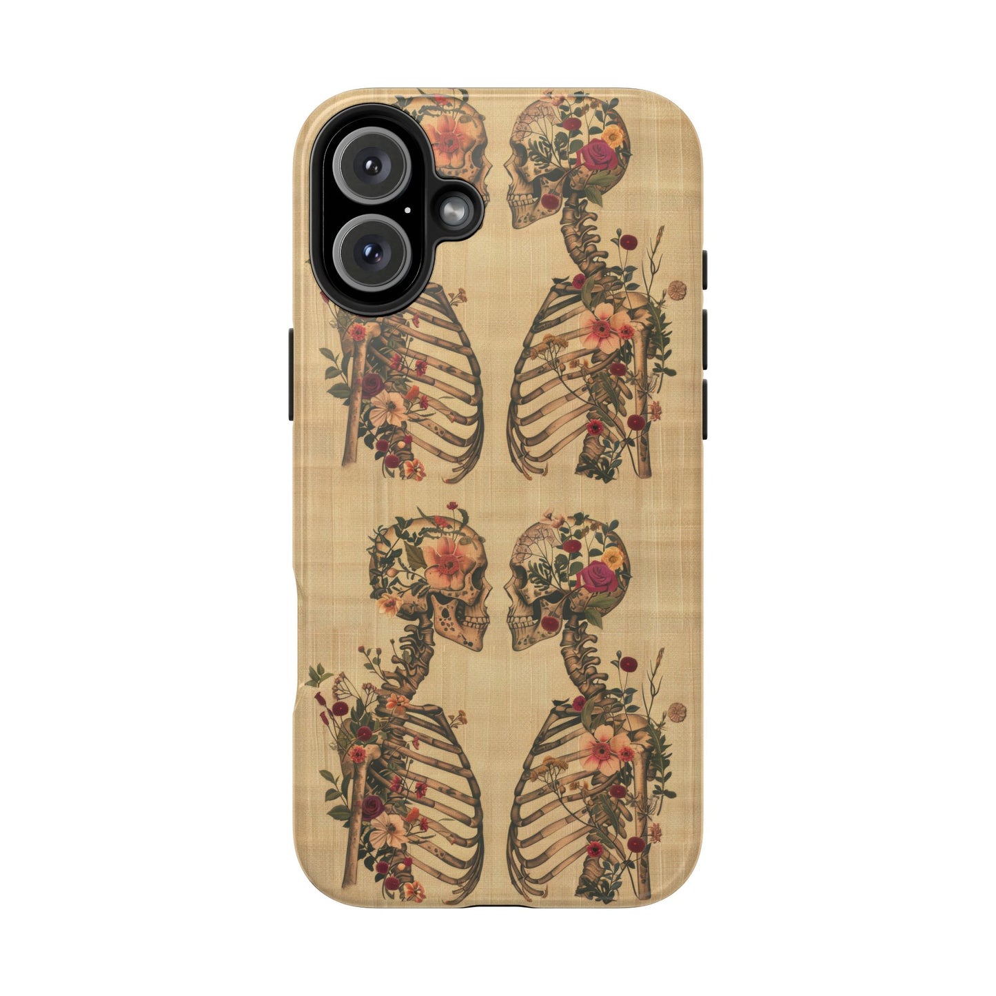 Floral Skeleton Tough Phone Cases, Unique Halloween Accessories, Stylish Gift for Graphic Lovers, Durable and Protective, Boho Chic Design
