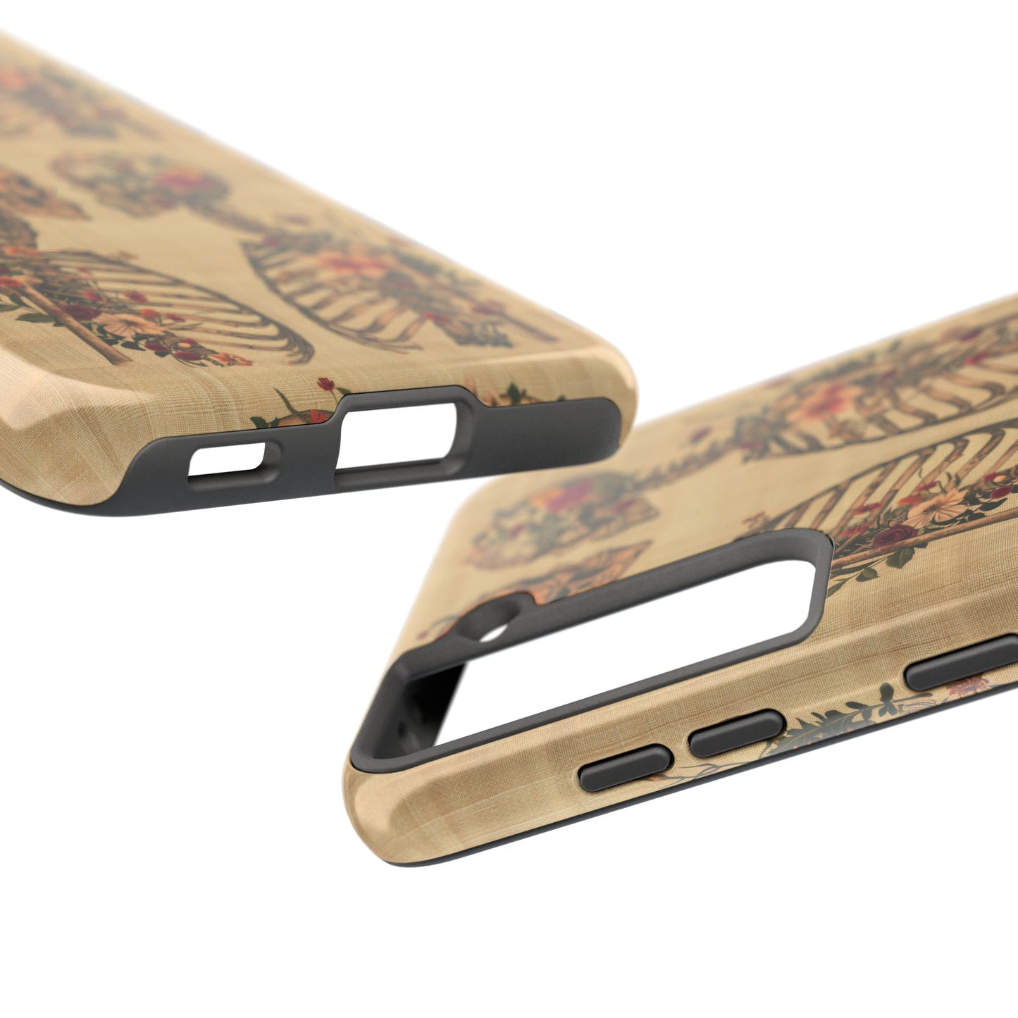 Floral Skeleton Tough Phone Cases, Unique Halloween Accessories, Stylish Gift for Graphic Lovers, Durable and Protective, Boho Chic Design