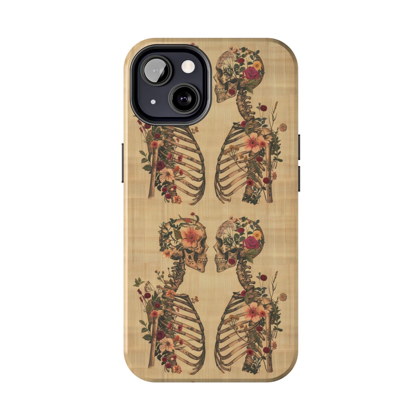 Floral Skeleton Tough Phone Cases, Unique Halloween Accessories, Stylish Gift for Graphic Lovers, Durable and Protective, Boho Chic Design