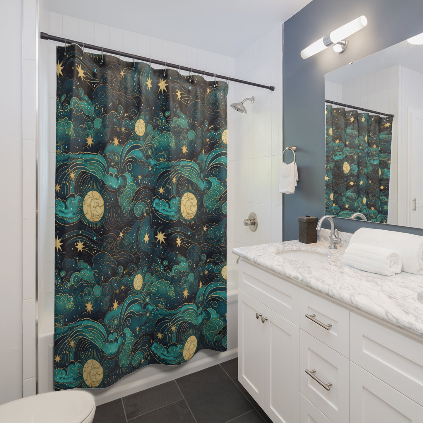 Celestial Starry Nights Shower Curtain & Bath Mat
