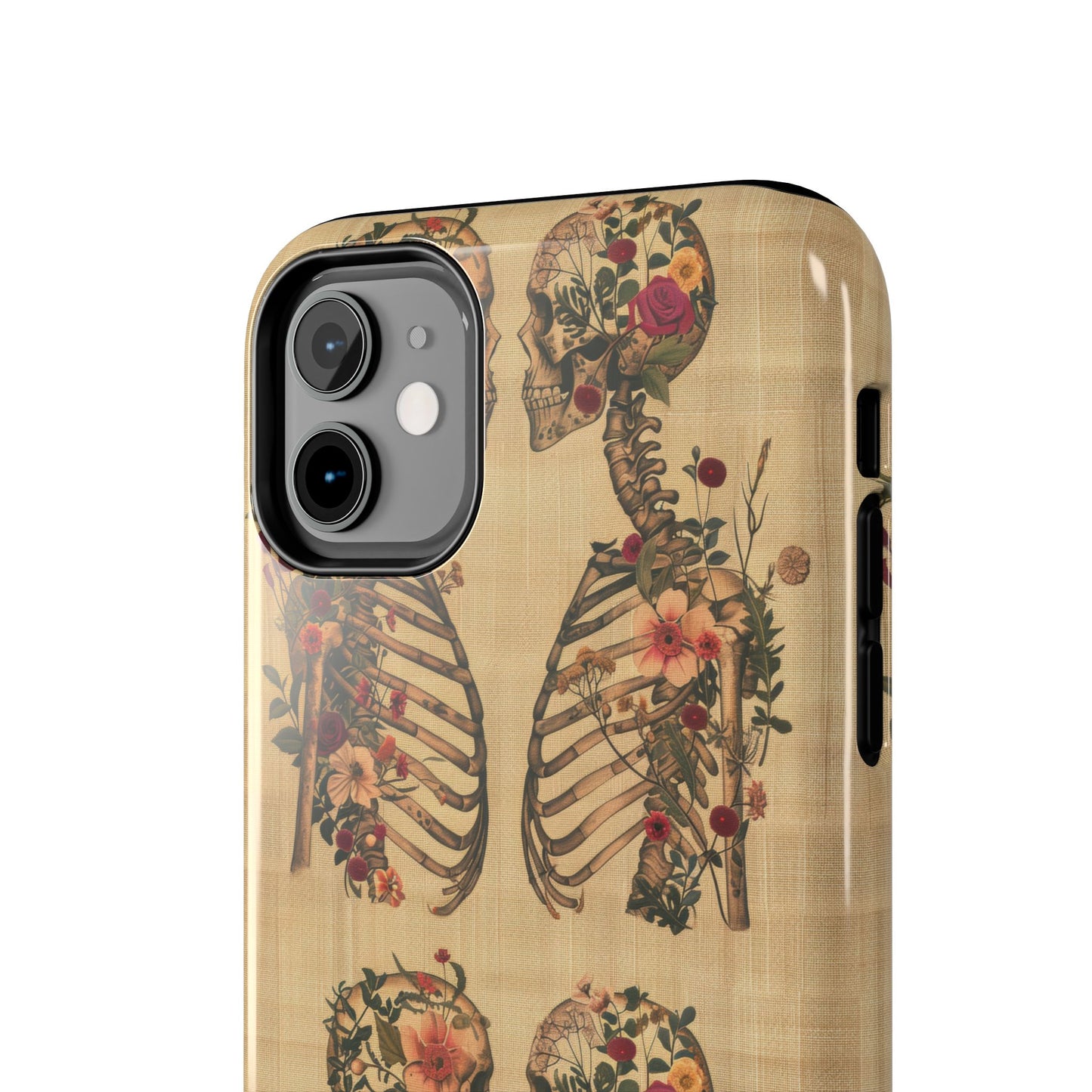 Floral Skeleton Tough Phone Cases, Unique Halloween Accessories, Stylish Gift for Graphic Lovers, Durable and Protective, Boho Chic Design