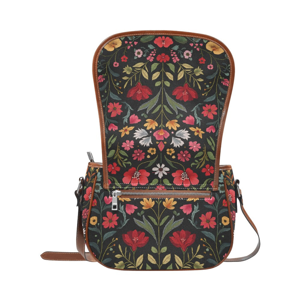 Bright Folk Flowers Saddle Bag Purse