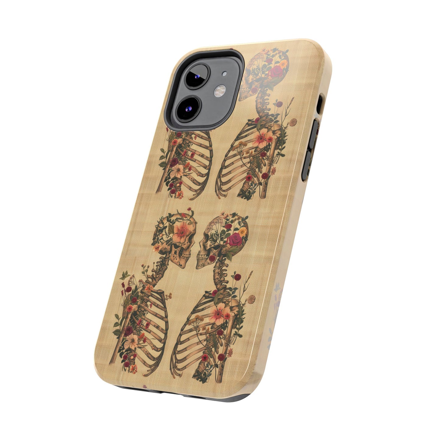 Floral Skeleton Tough Phone Cases, Unique Halloween Accessories, Stylish Gift for Graphic Lovers, Durable and Protective, Boho Chic Design