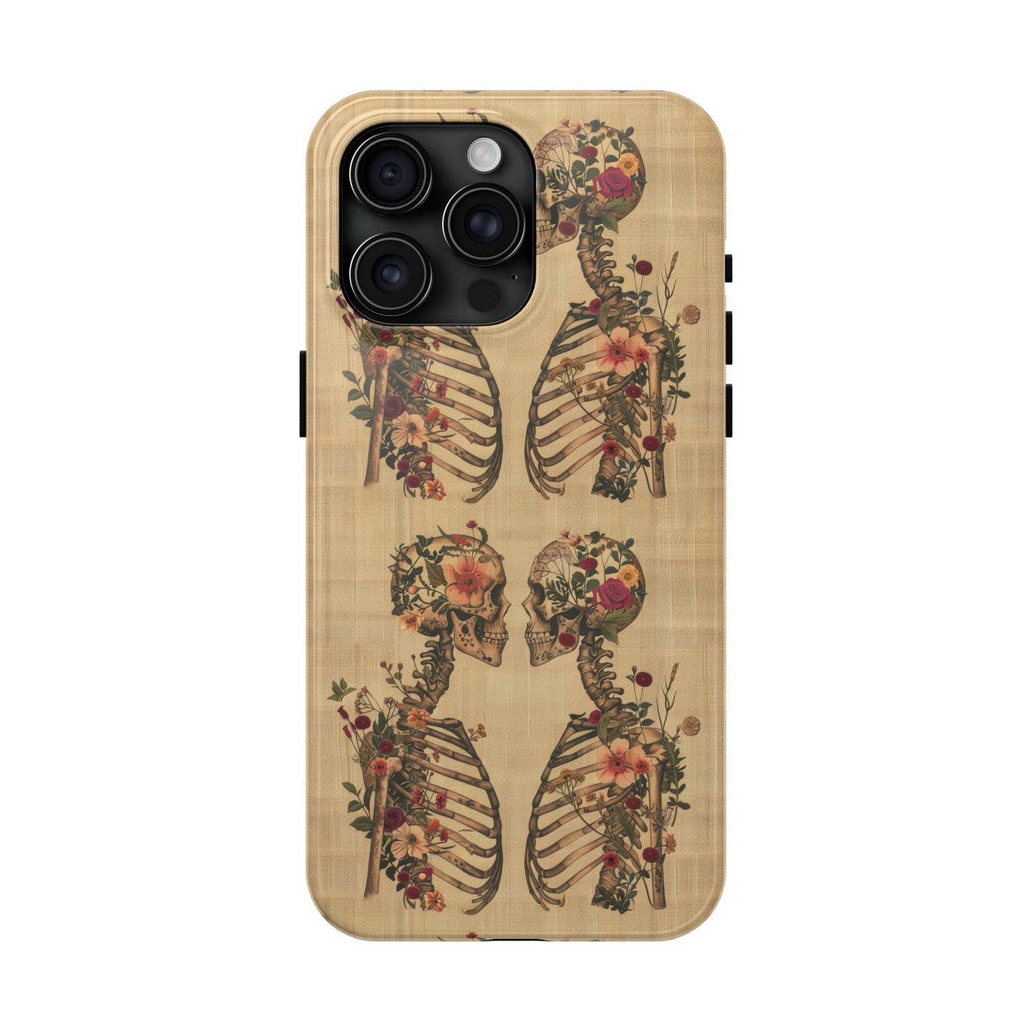 Floral Skeleton Tough Phone Cases, Unique Halloween Accessories, Stylish Gift for Graphic Lovers, Durable and Protective, Boho Chic Design