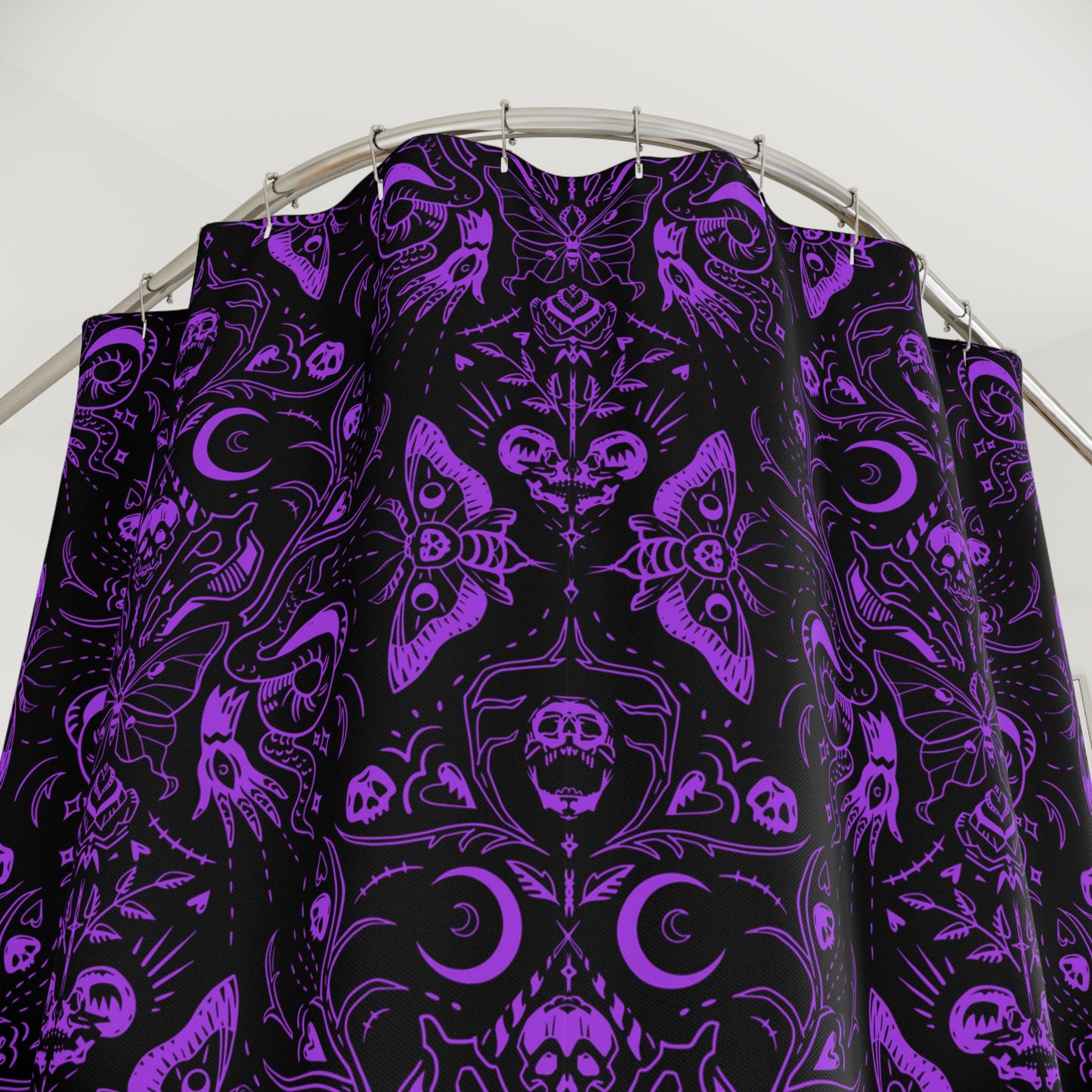 Witchy Skulls & Moths Shower Curtain and Bath Mat