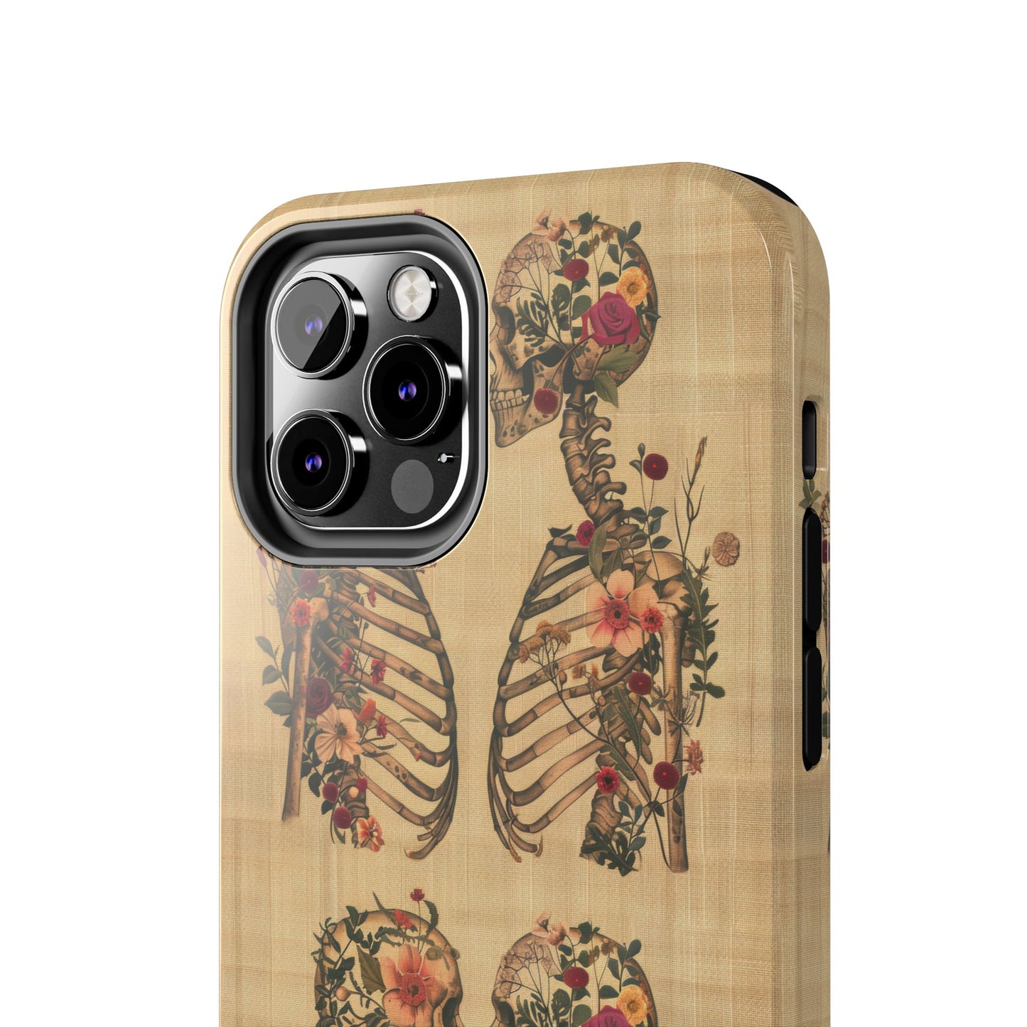 Floral Skeleton Tough Phone Cases, Unique Halloween Accessories, Stylish Gift for Graphic Lovers, Durable and Protective, Boho Chic Design