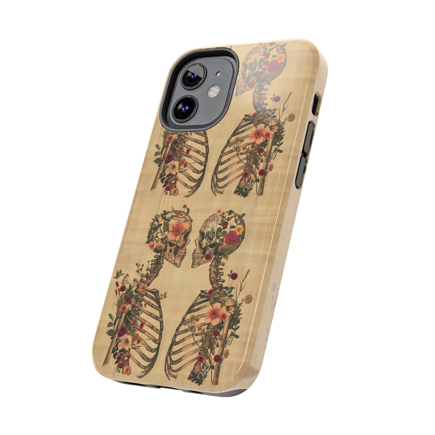 Floral Skeleton Tough Phone Cases, Unique Halloween Accessories, Stylish Gift for Graphic Lovers, Durable and Protective, Boho Chic Design