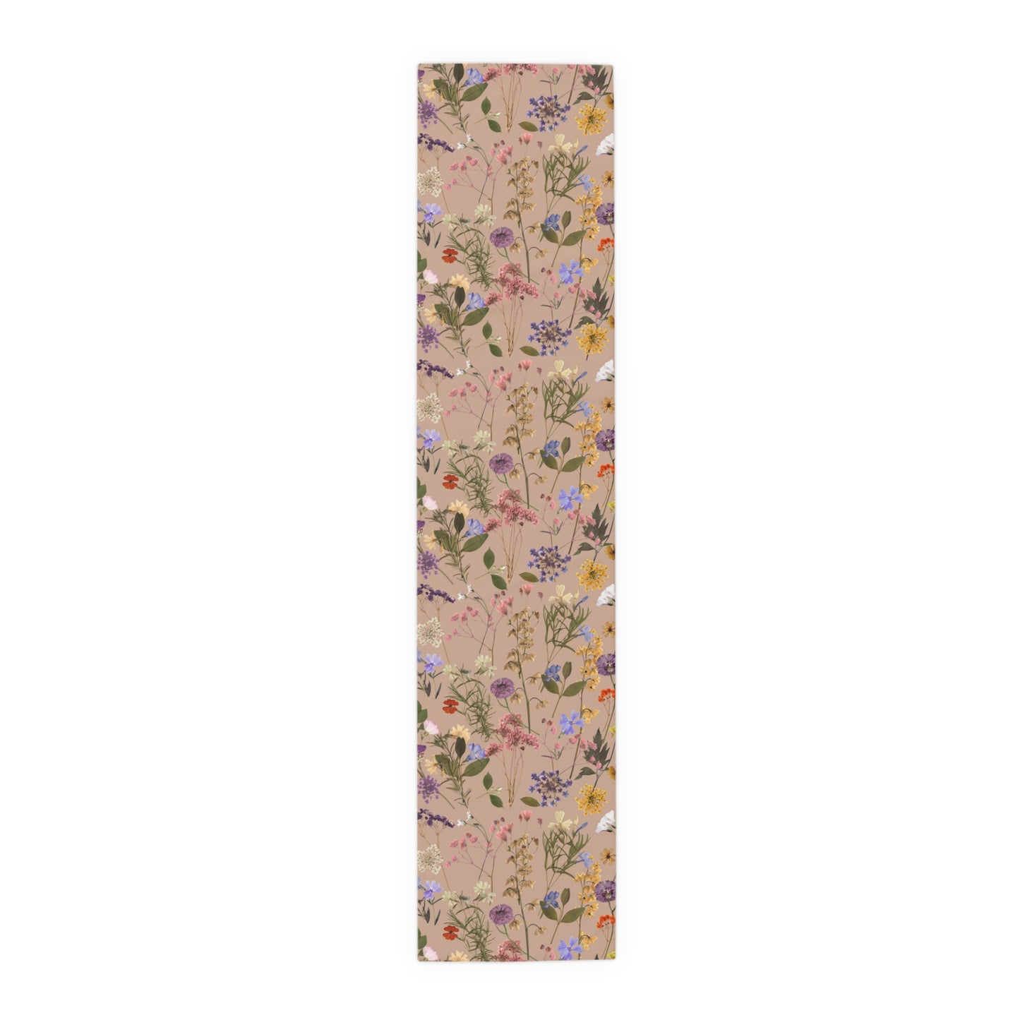 Pressed Wildflowers Taupe Table Runner