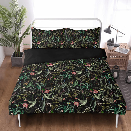 dark moody floral bedding set duvet and pillowcases
