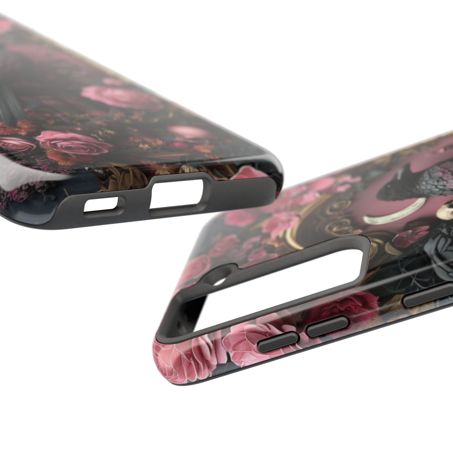 Gothic 3D effect Raven Floral Phone Case