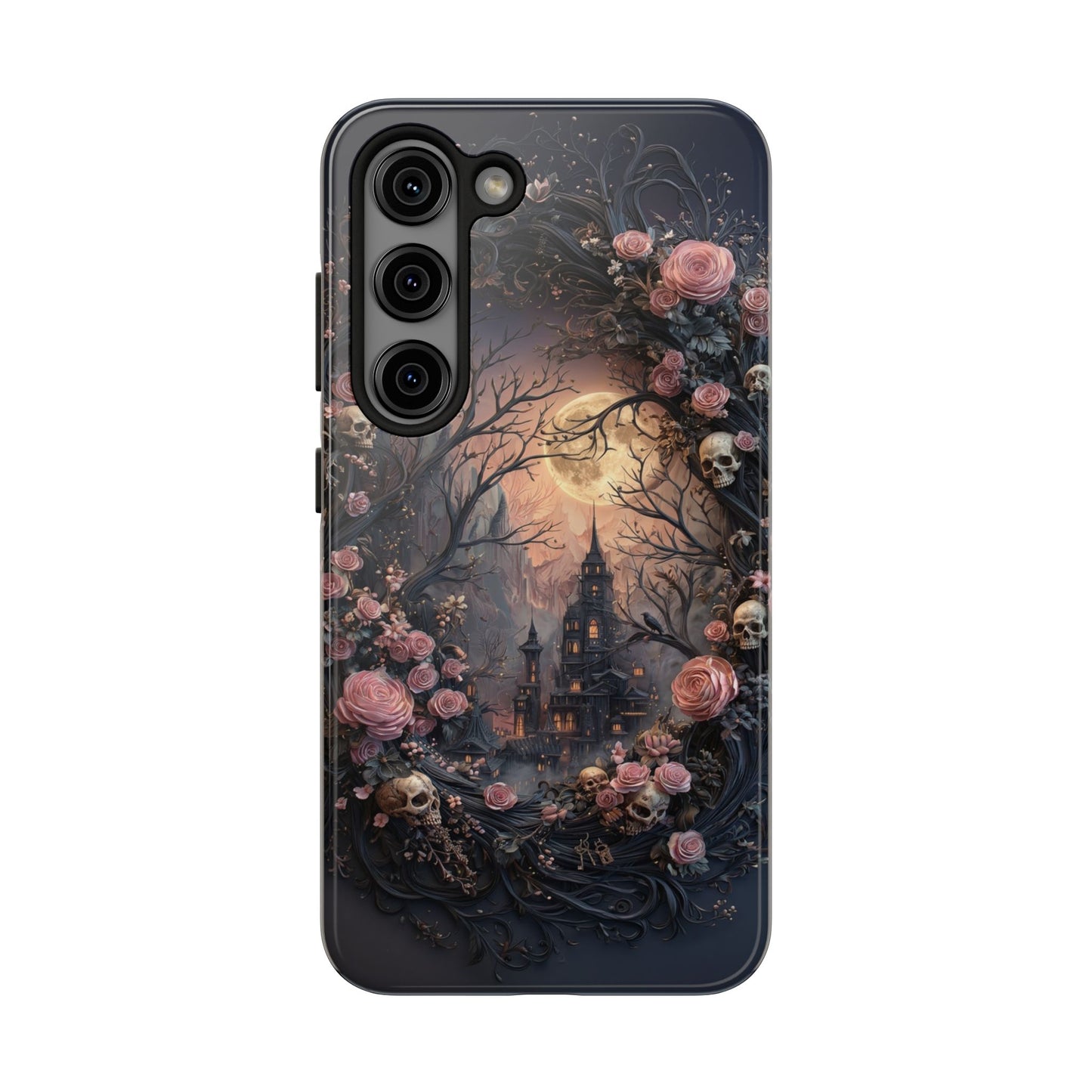 Gothic Castle Roses and Skulls Phone Case