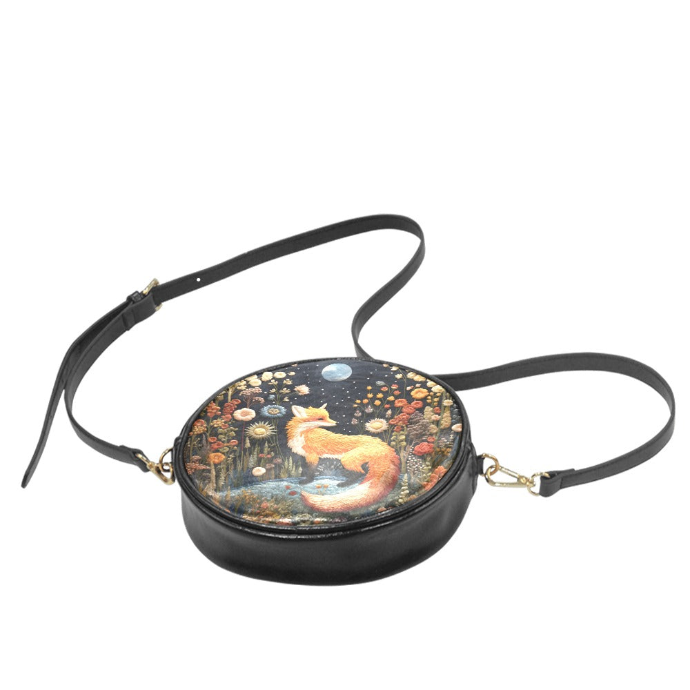Faux-Embroidered Fox Vegan Leather Purse