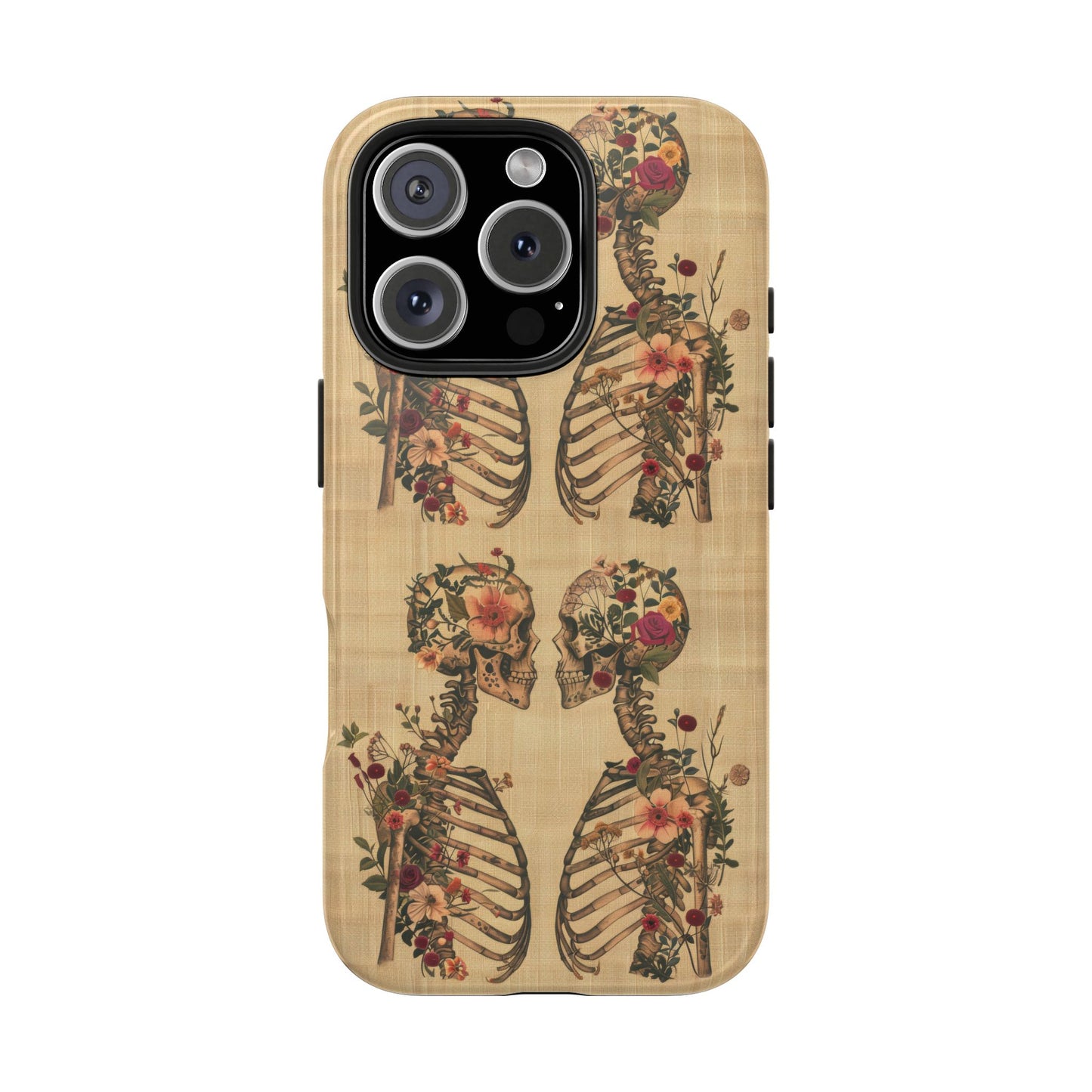 Floral Skeleton Tough Phone Cases, Unique Halloween Accessories, Stylish Gift for Graphic Lovers, Durable and Protective, Boho Chic Design