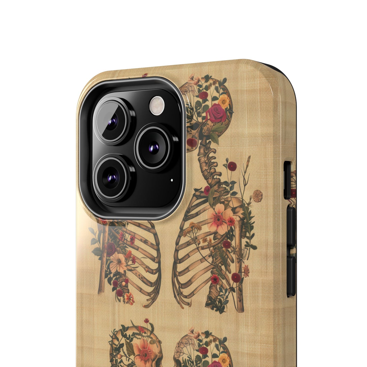 Floral Skeleton Tough Phone Cases, Unique Halloween Accessories, Stylish Gift for Graphic Lovers, Durable and Protective, Boho Chic Design