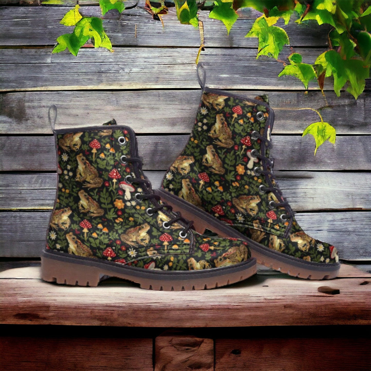 Magic Toads & Mushrooms Vegan Boots