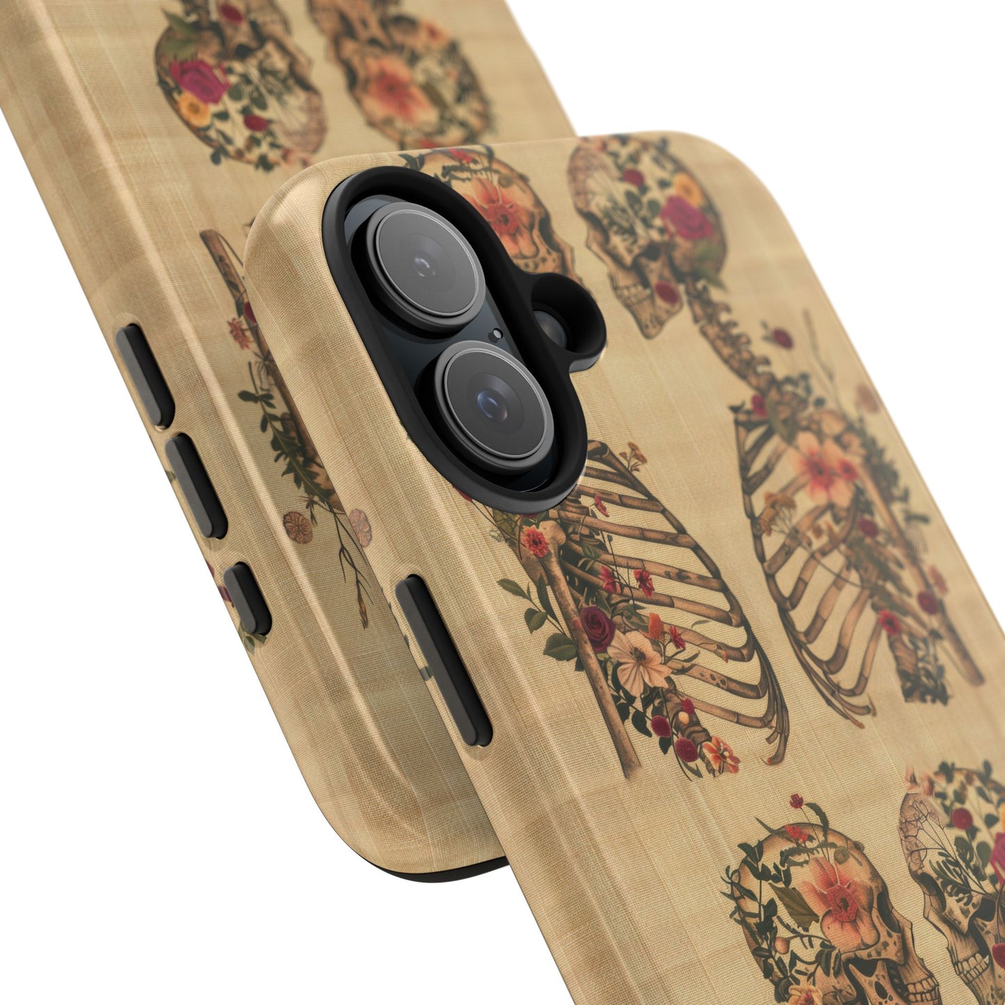 Floral Skeleton Tough Phone Cases, Unique Halloween Accessories, Stylish Gift for Graphic Lovers, Durable and Protective, Boho Chic Design