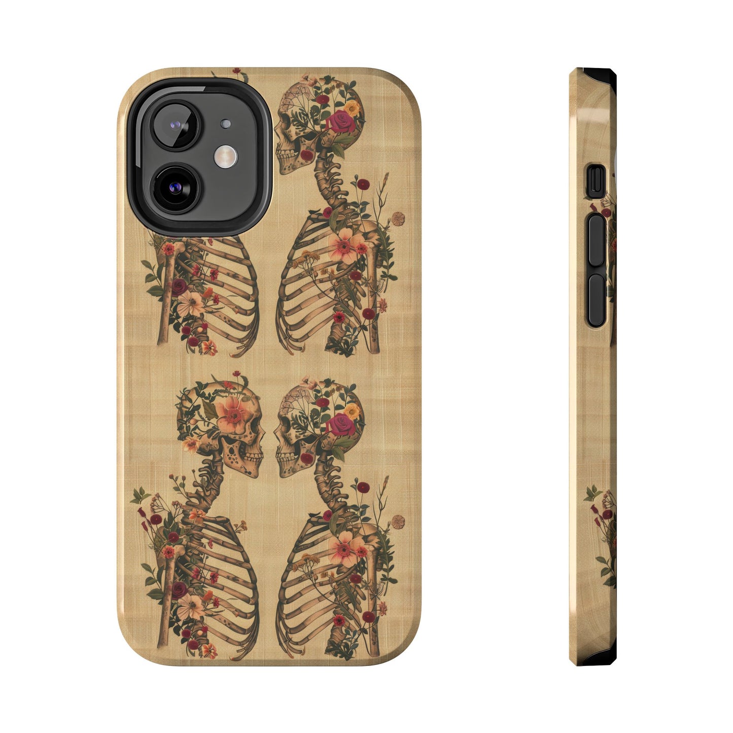 Floral Skeleton Tough Phone Cases, Unique Halloween Accessories, Stylish Gift for Graphic Lovers, Durable and Protective, Boho Chic Design
