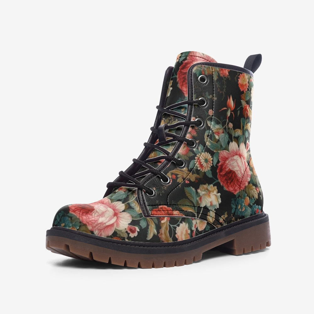 Floral patterned boot on a white background