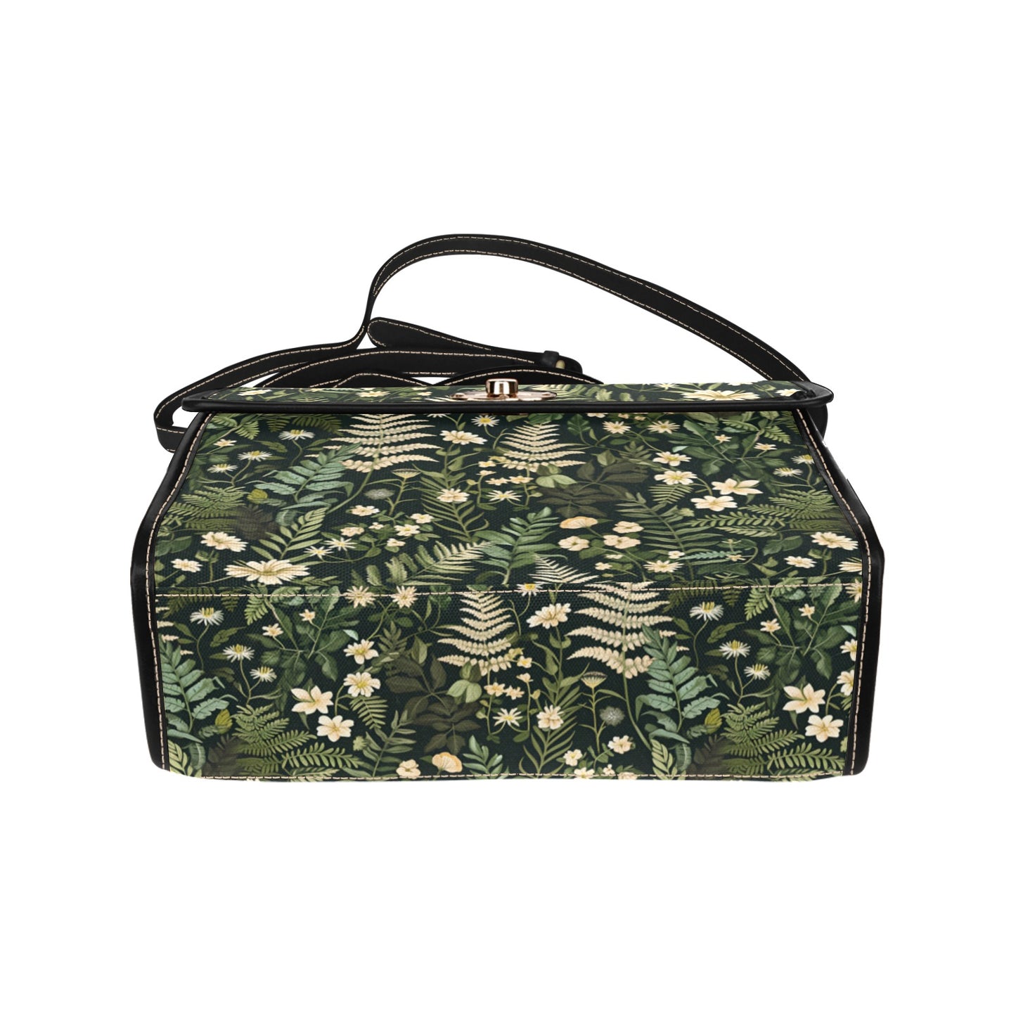 Boho Dark Forest Ferns Flowers Satchel Bag