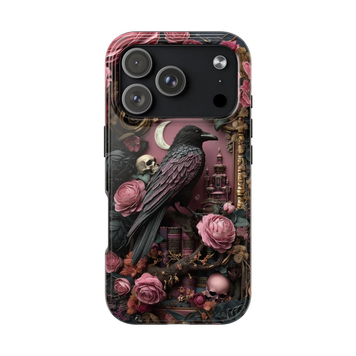 Gothic 3D effect Raven Floral Phone Case