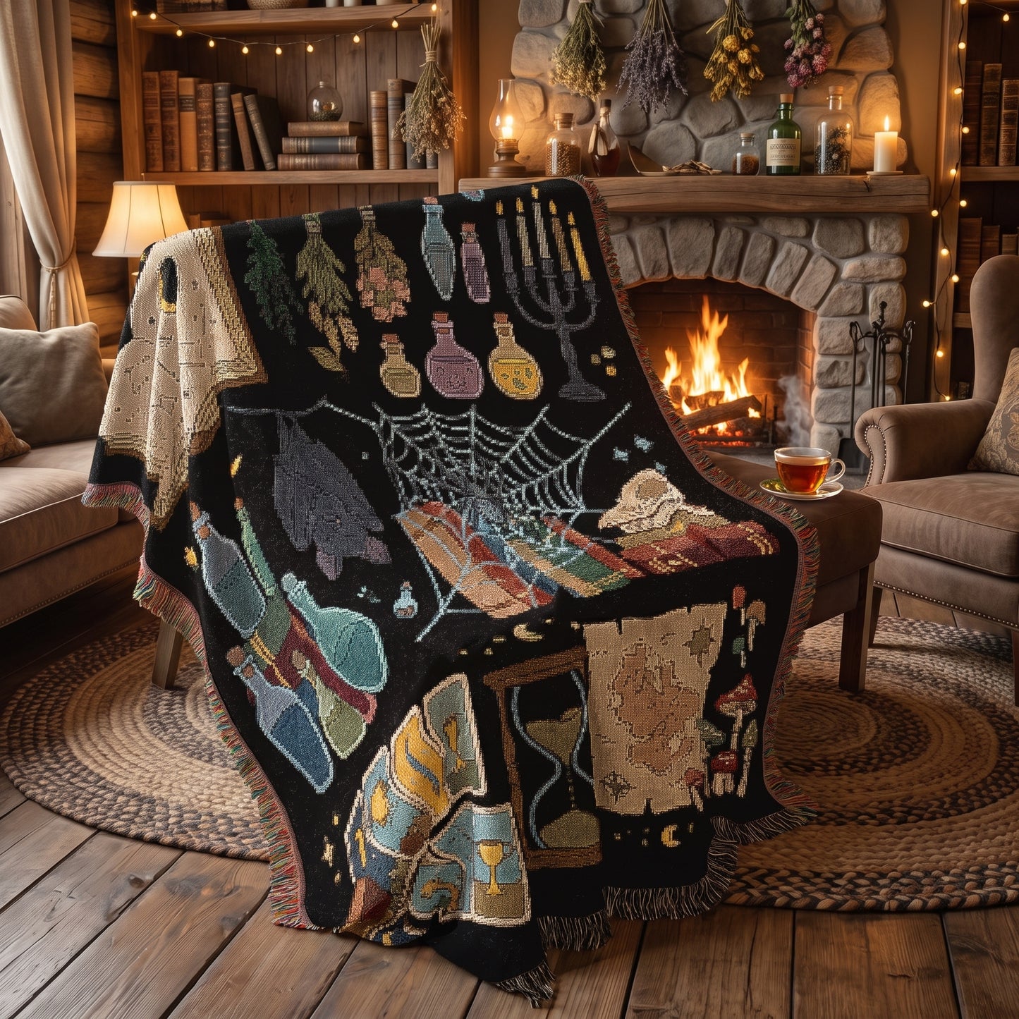 Witchy Spooky Woven Jacquard Blanket