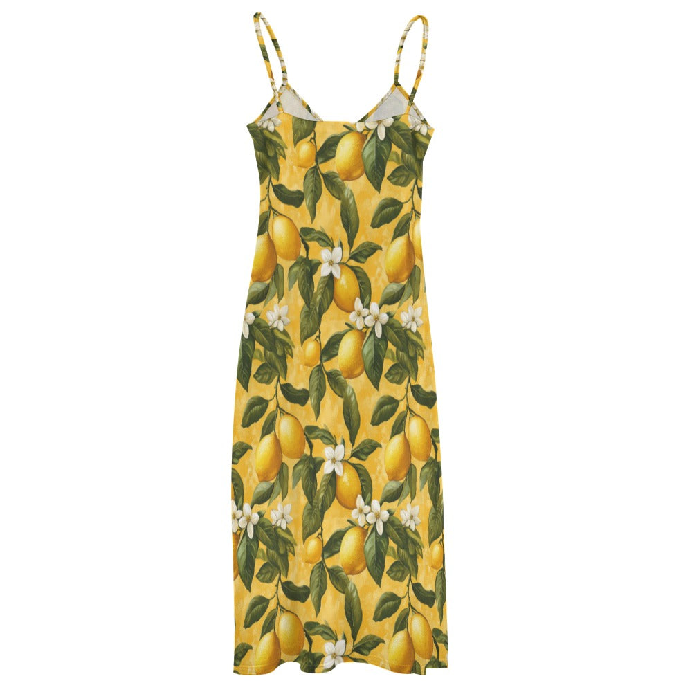 Boho Lemon Blossoms Maxi Dress