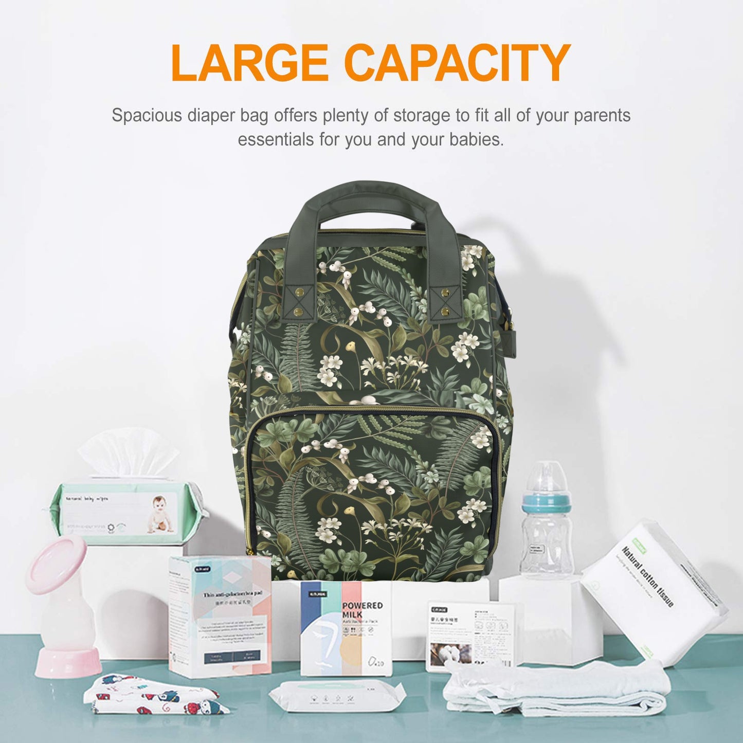 Botanical Forest Ferns & Flowers Diaper Backpack