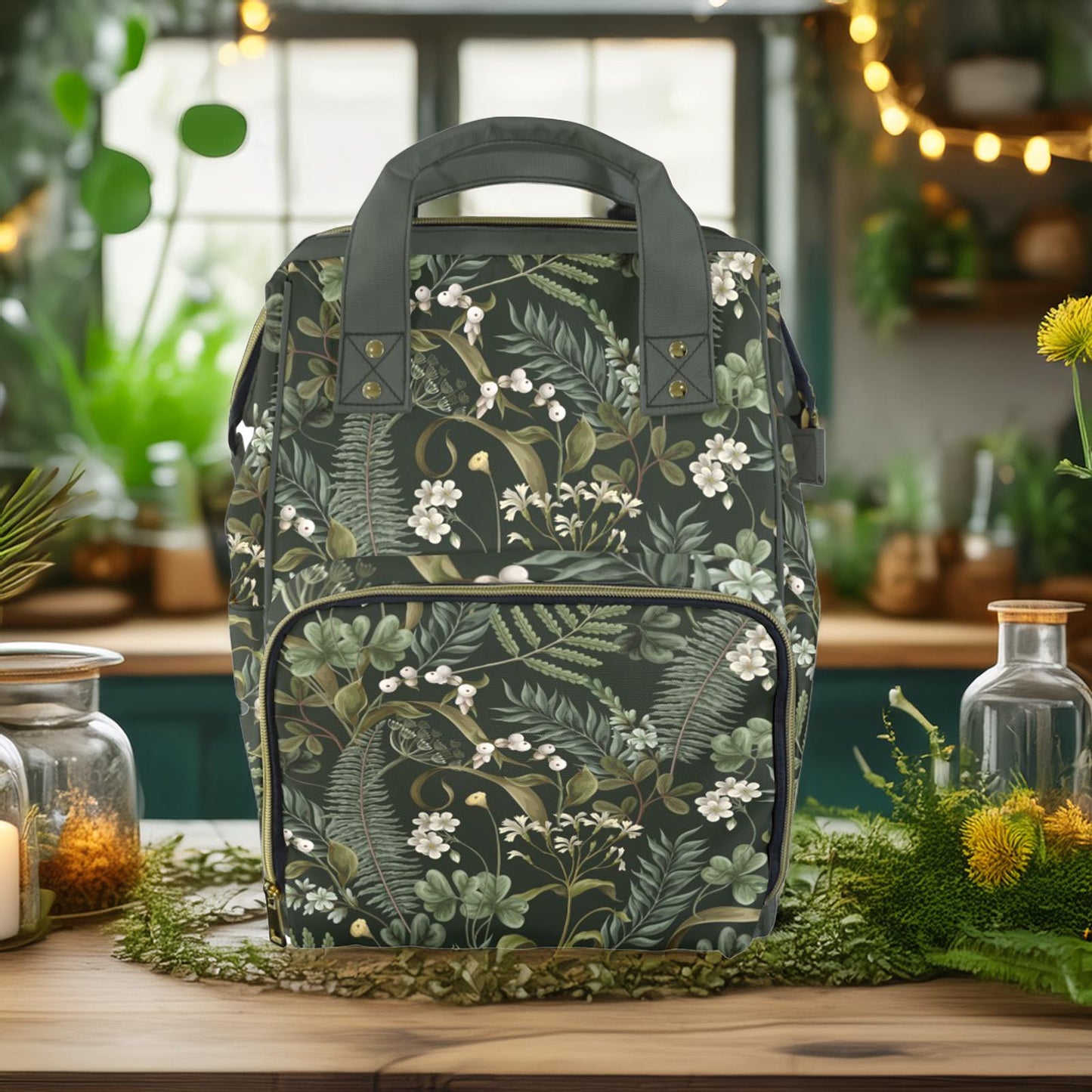 Botanical Forest Ferns & Flowers Diaper Backpack