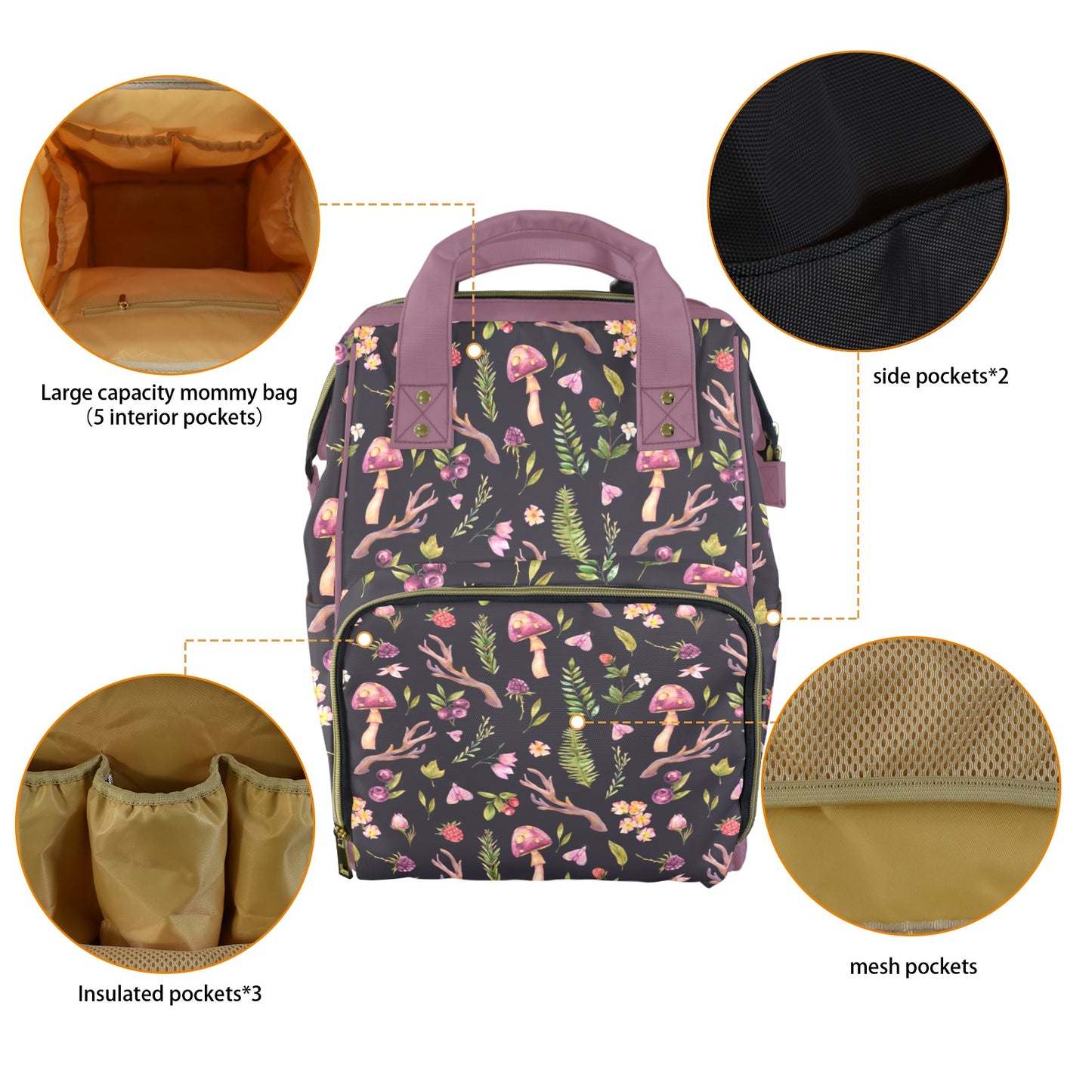 Fairy Mushroom Diaper Backpack