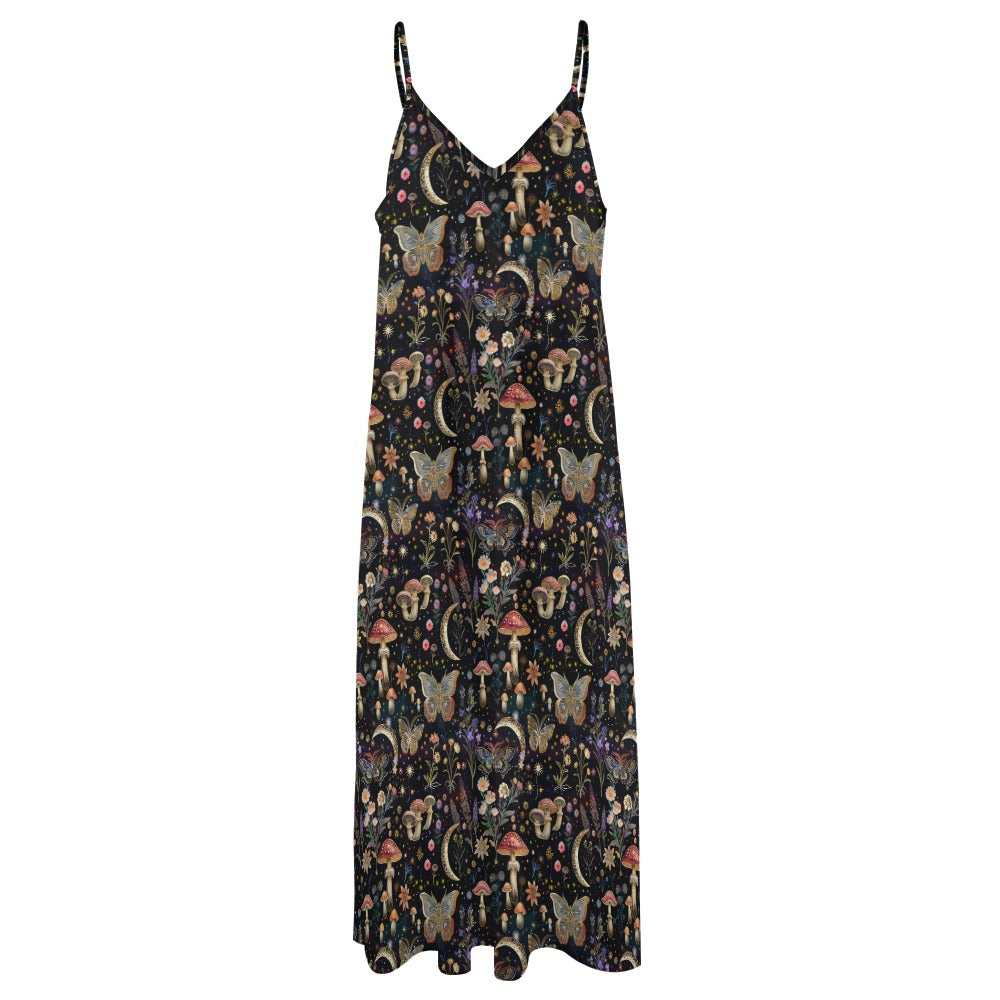 Trippy Mushrooms & Butterflies Garden Maxi Dress