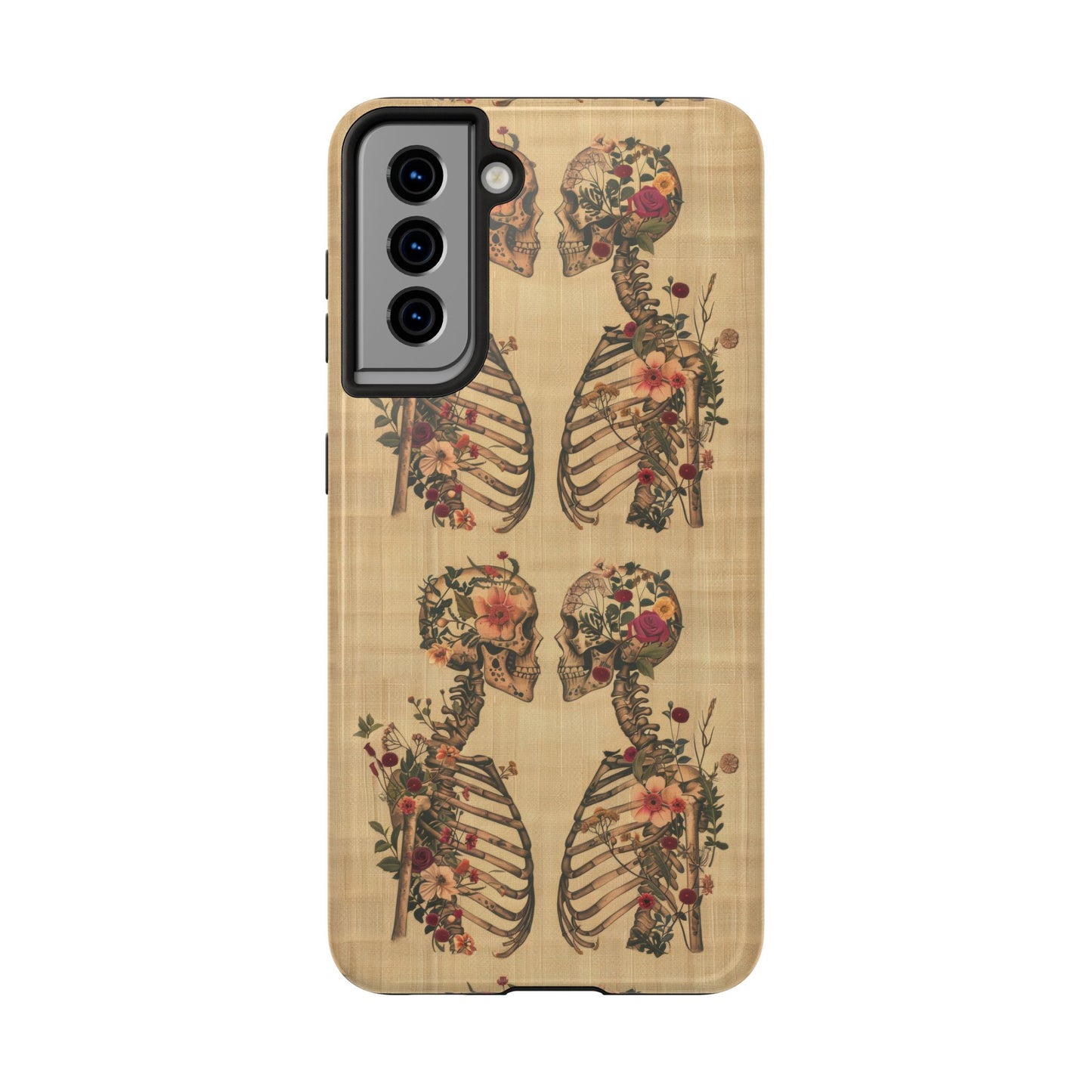 Floral Skeleton Tough Phone Cases, Unique Halloween Accessories, Stylish Gift for Graphic Lovers, Durable and Protective, Boho Chic Design