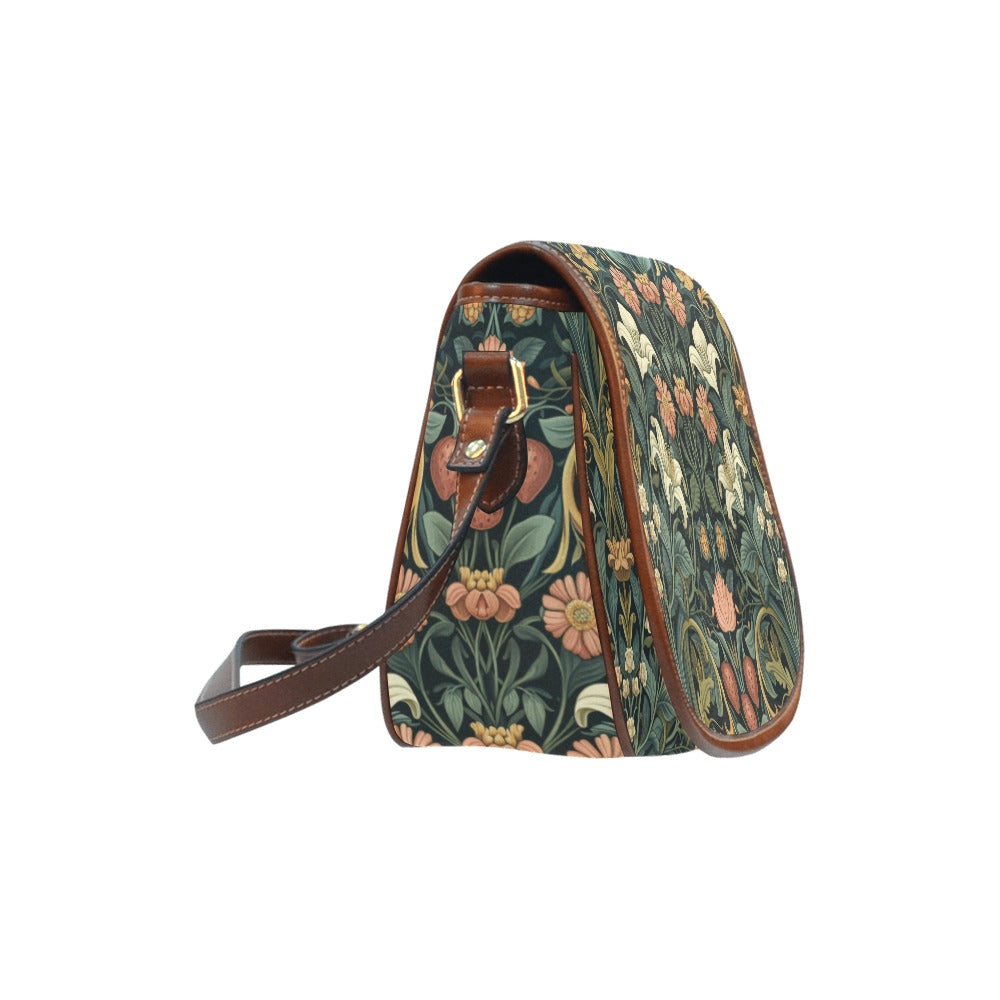 Art Nouveau Floral Saddle Bag