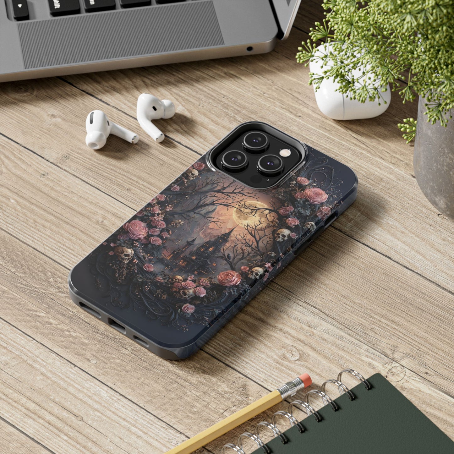 Gothic Castle Roses and Skulls Phone Case