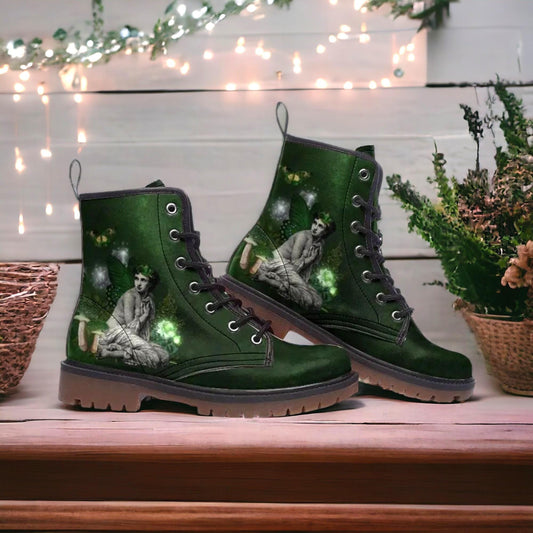 Absinthe Fairy Vegan Leather Combat Boots
