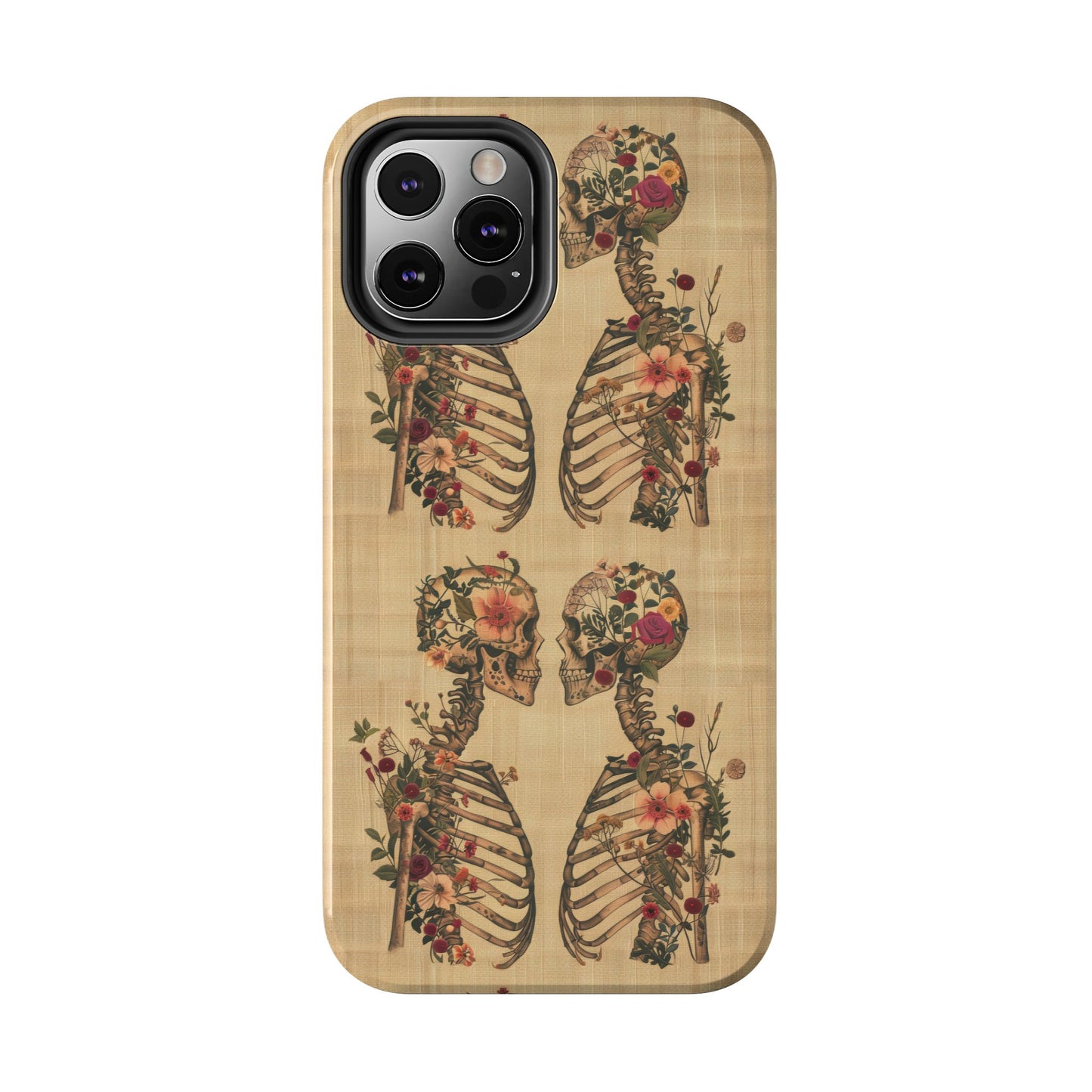 Floral Skeleton Tough Phone Cases, Unique Halloween Accessories, Stylish Gift for Graphic Lovers, Durable and Protective, Boho Chic Design