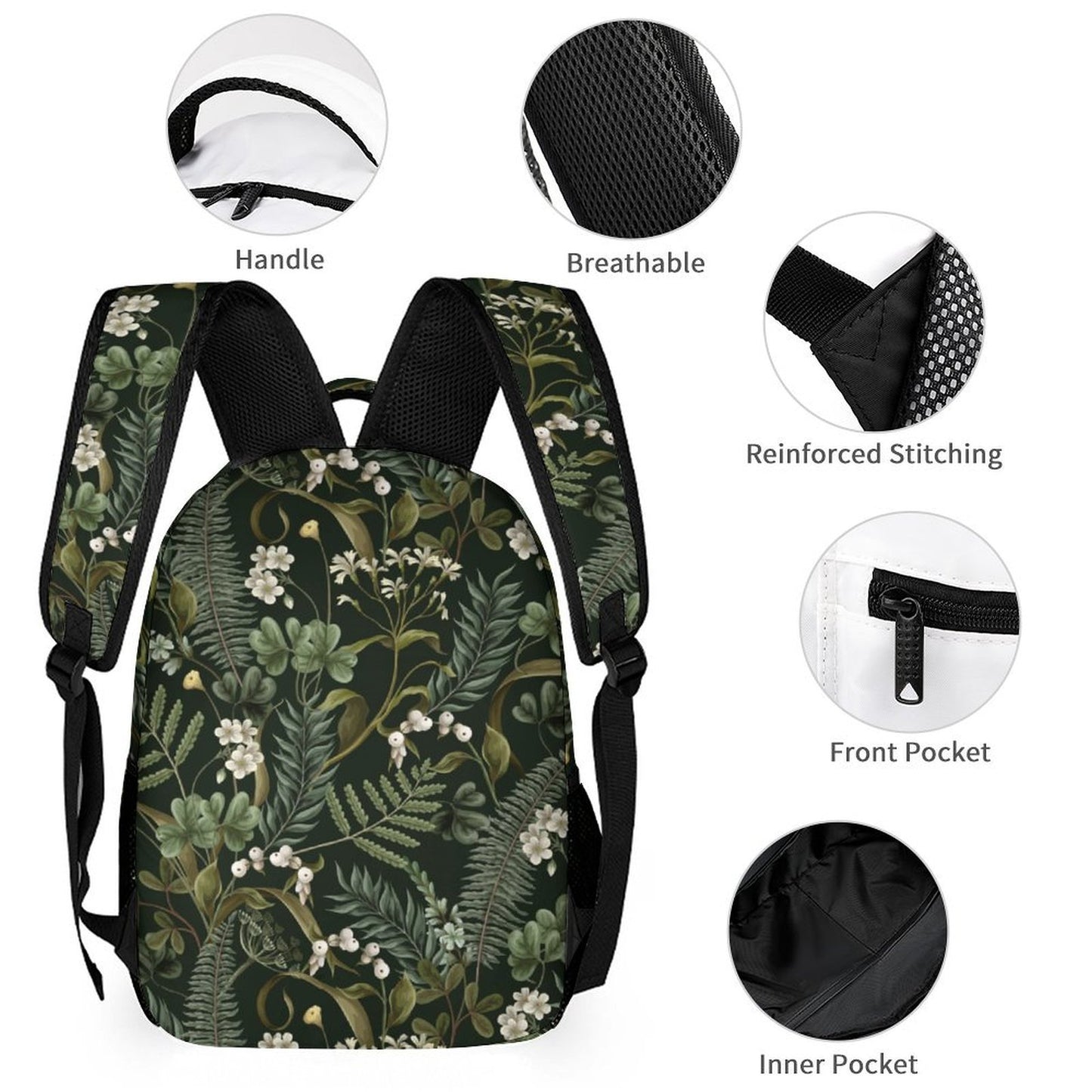 Green Botanical Cottagecore School Bag Set