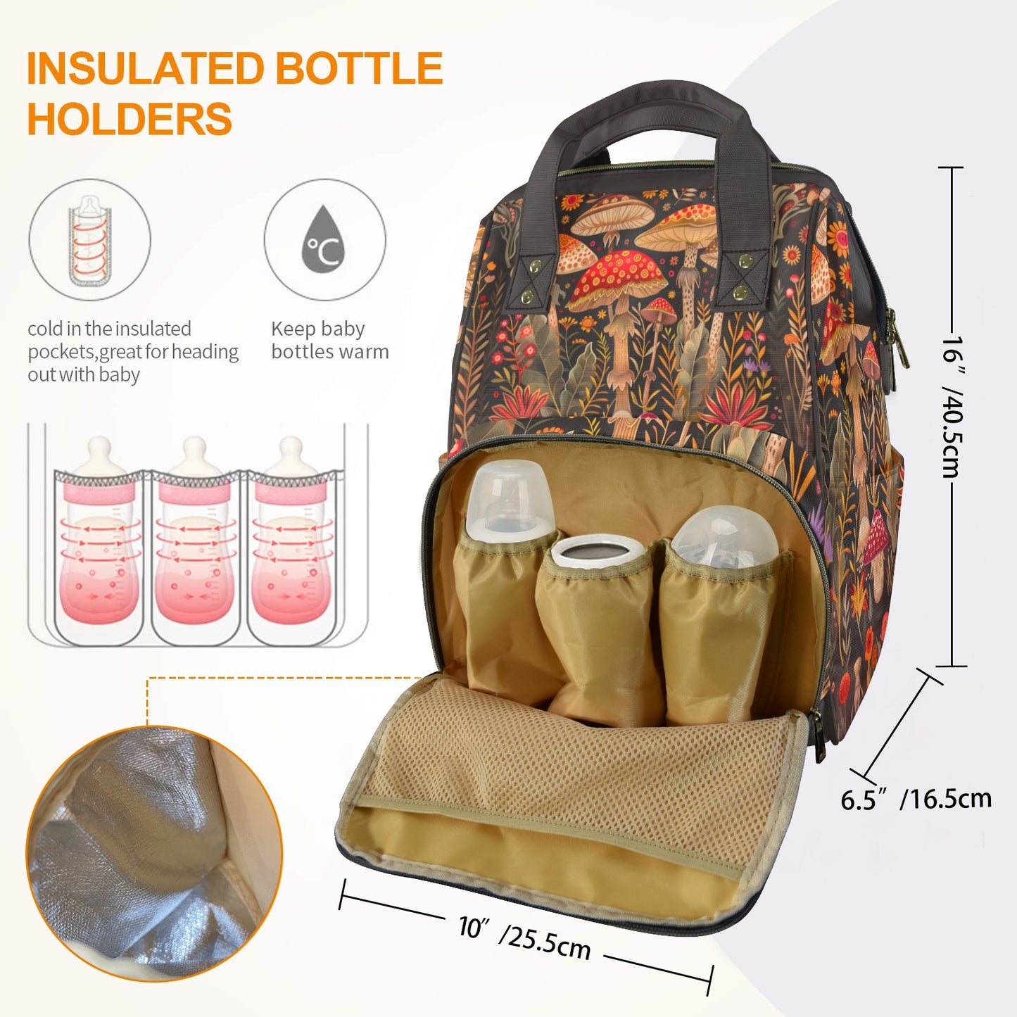 Boho Mushrooms Diaper Backpack