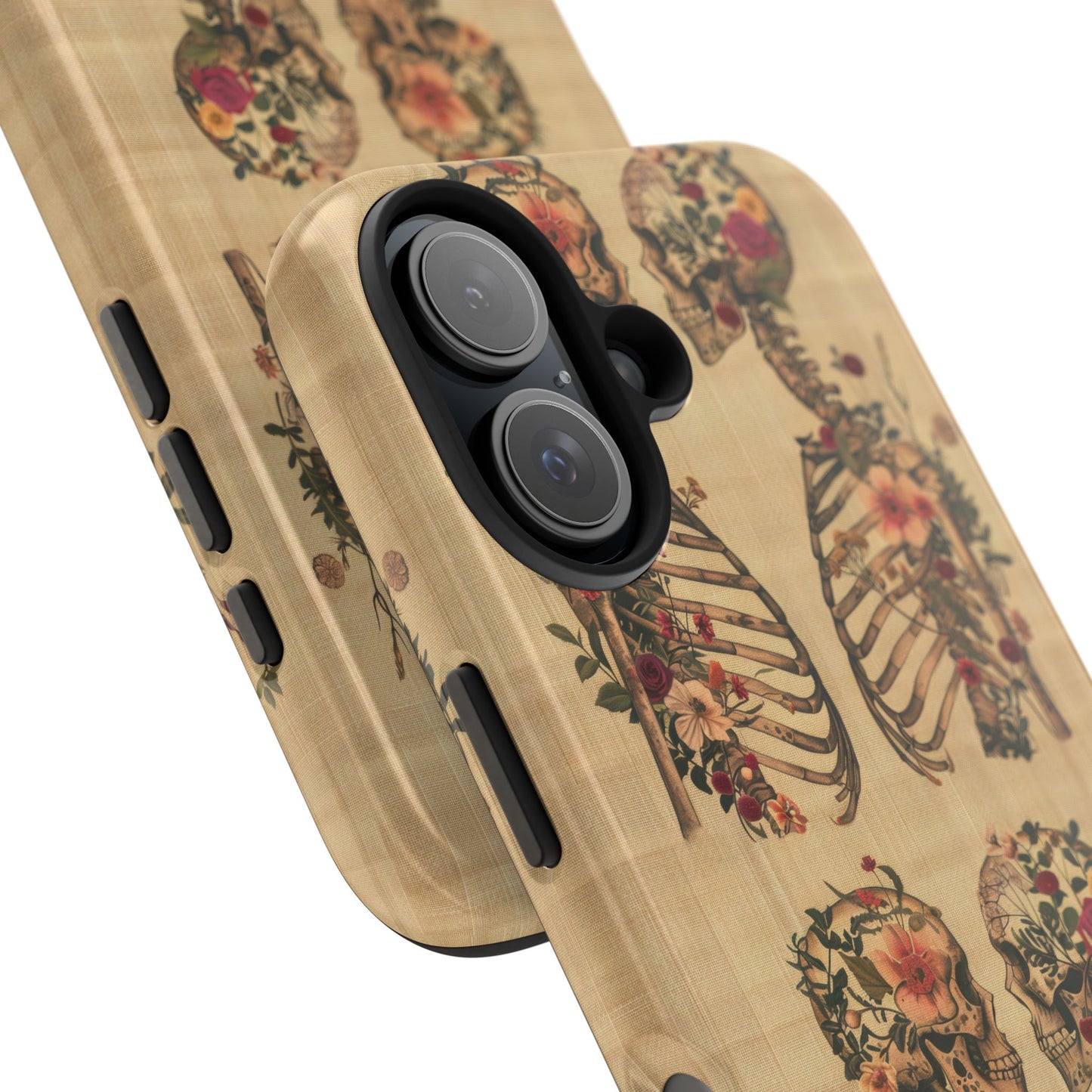 Floral Skeleton Tough Phone Cases, Unique Halloween Accessories, Stylish Gift for Graphic Lovers, Durable and Protective, Boho Chic Design