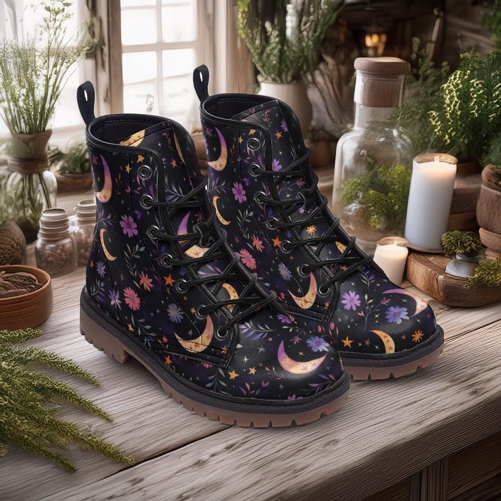 Celestial Moons and Flowers Boots
