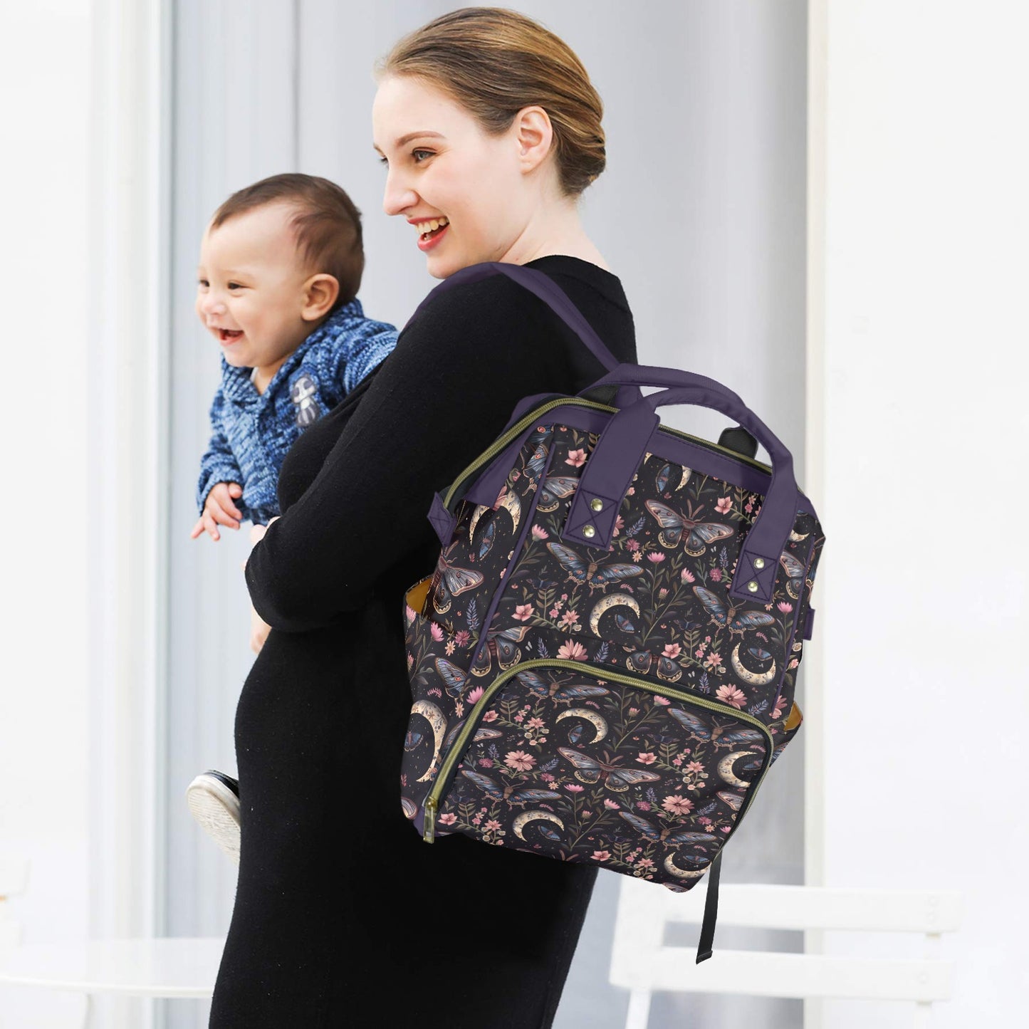 Night Garden Butterflies Moons Diaper Backpack