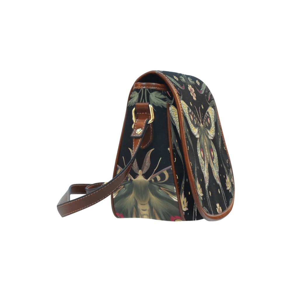Vintage Boho Moth Saddle Bag Crossbody Purse