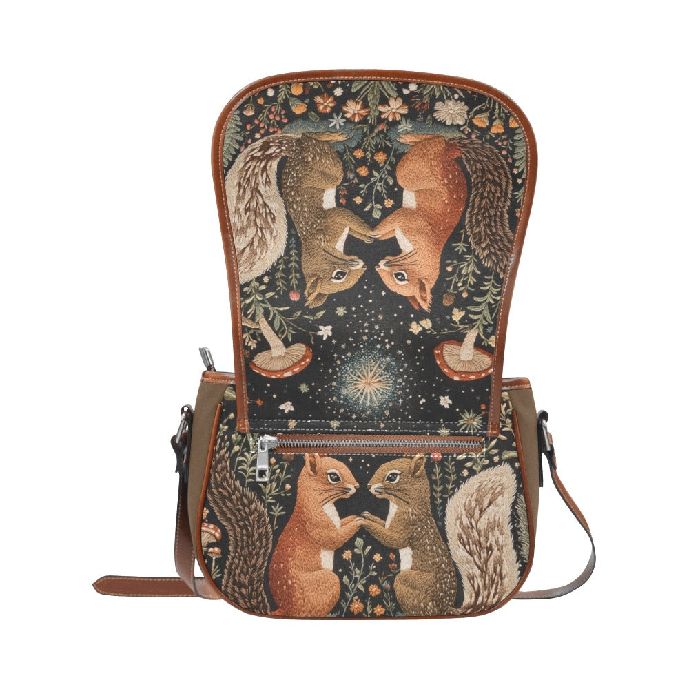 Cottagecore Whimsical Squirrels Saddle Bag