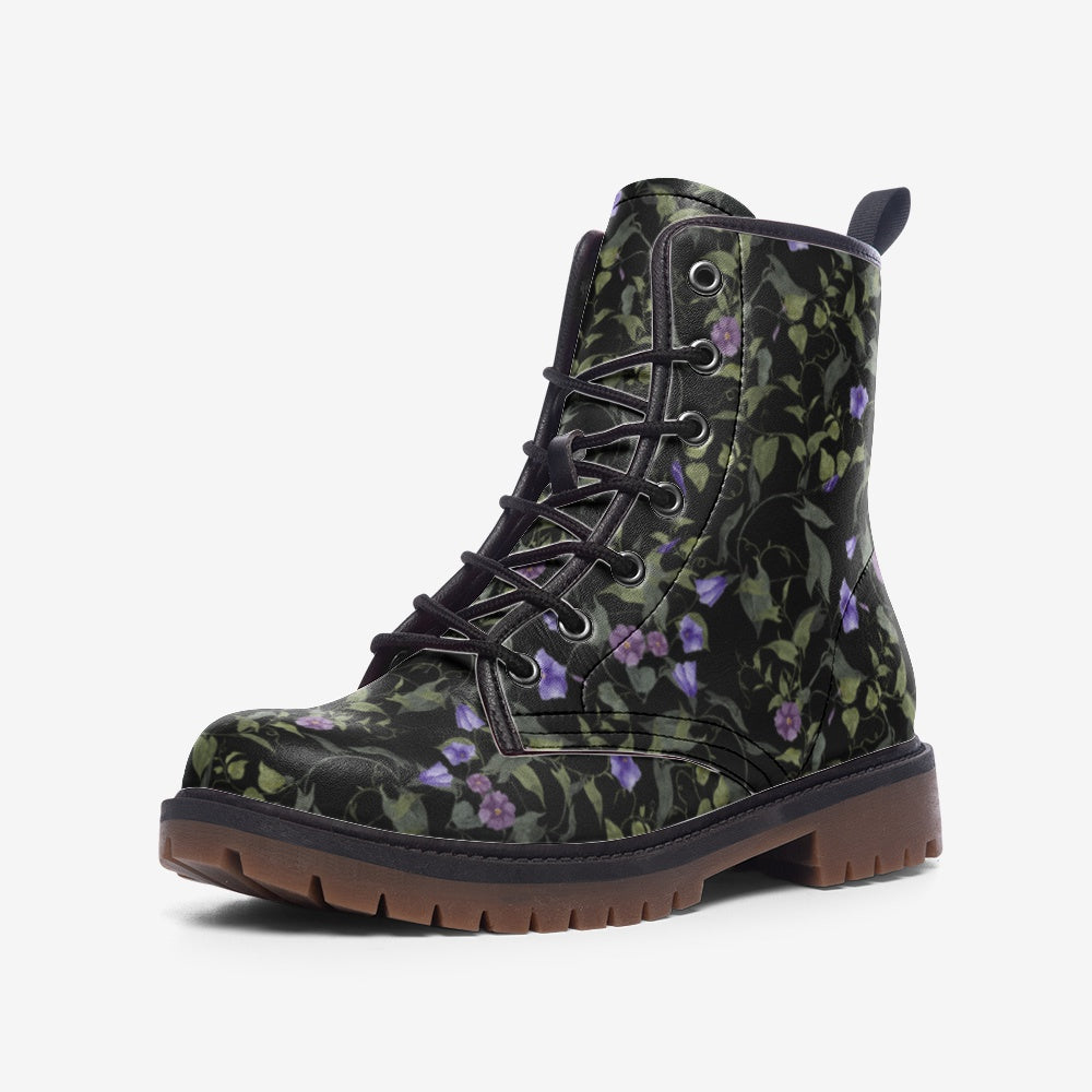 Morning Glory Floral Combat Boots