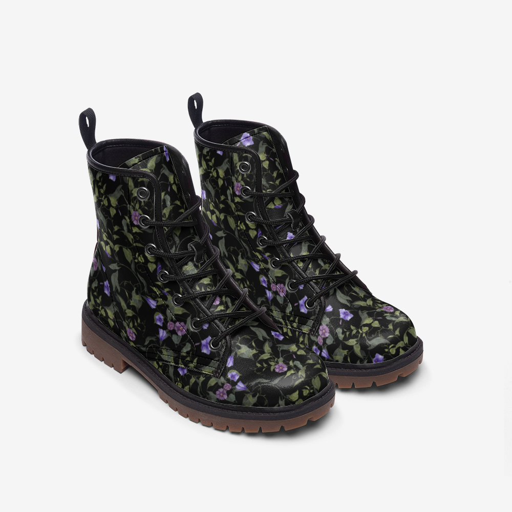 Morning Glory Floral Combat Boots